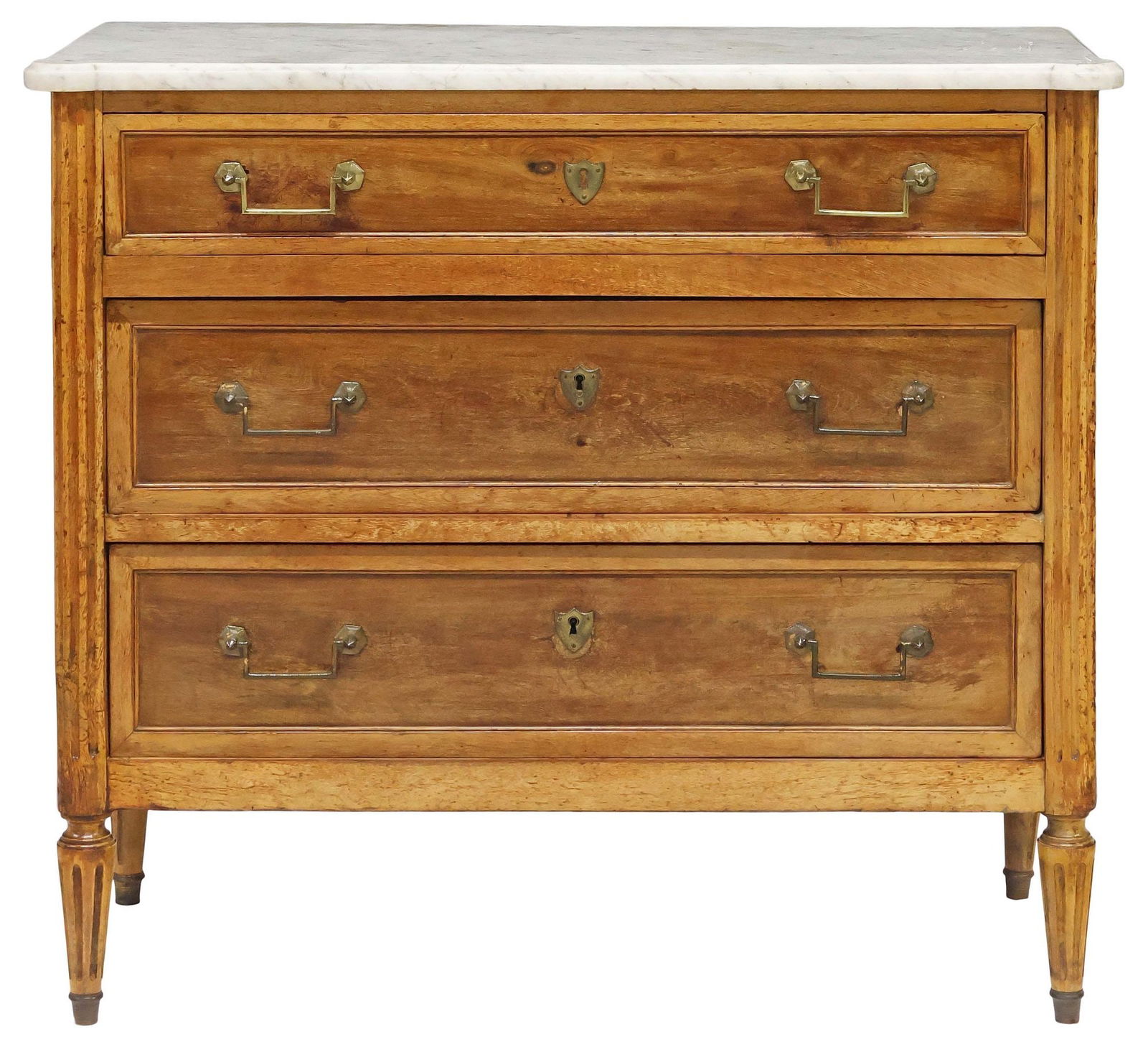 FRENCH LOUIS XVI STYLE MARBLE-TOP 3-DRAWER COMMODE - 2