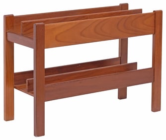 MID-CENTURY MODERN SLATTED TEAK MAGAZINE RACK
