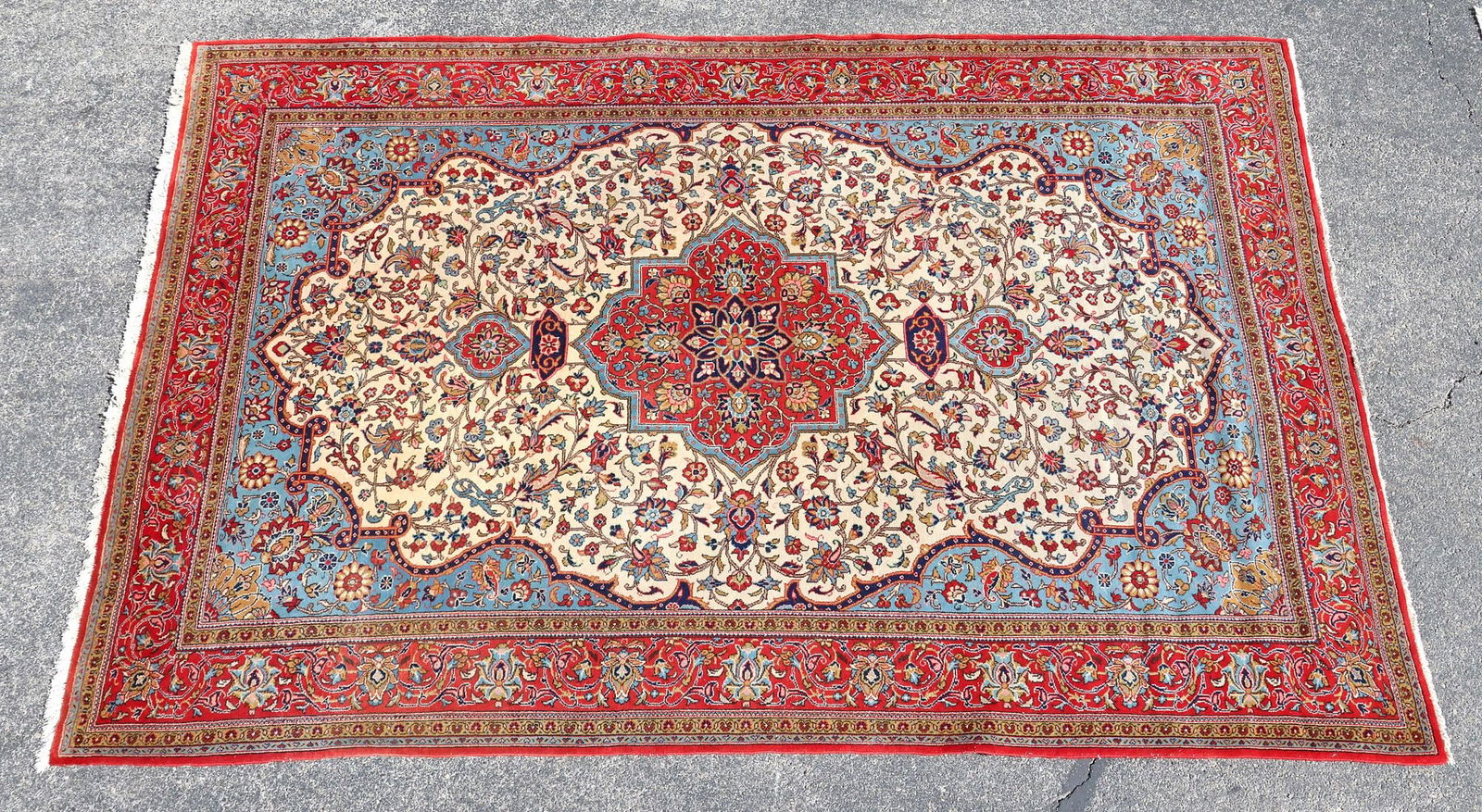 LARGE ESTATE HAND-TIED RUG, 10'7.5" X 7'1.5" (1 of 3)