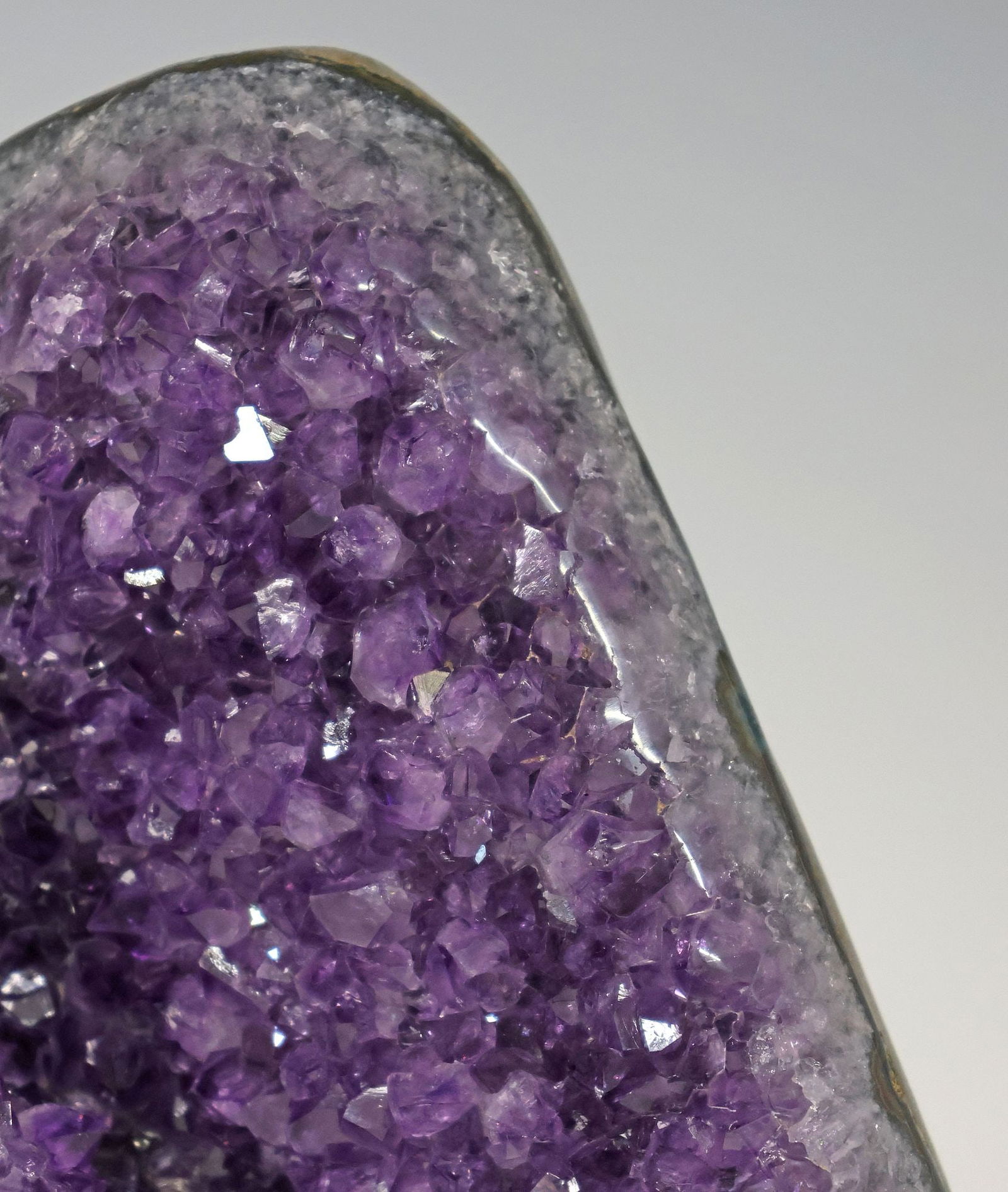 GEOLOGICAL AMETHYST SPECIMEN ON POLISHED NICKEL BASE - 2