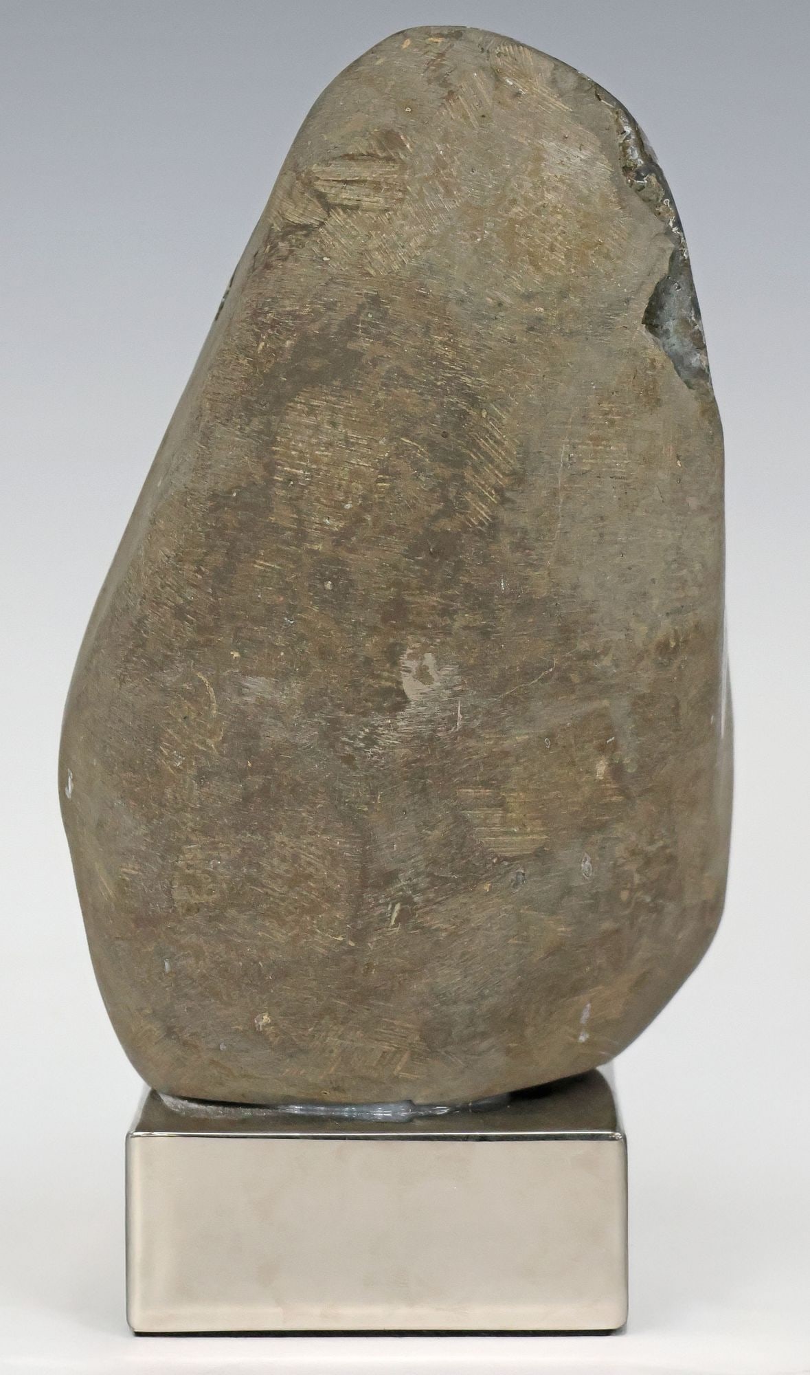 GEOLOGICAL AMETHYST SPECIMEN ON POLISHED NICKEL BASE - 3