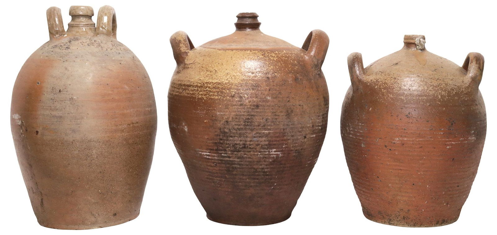 (3) FRENCH PROVINCIAL STONEWARE OIL JUGS (1 of 3)