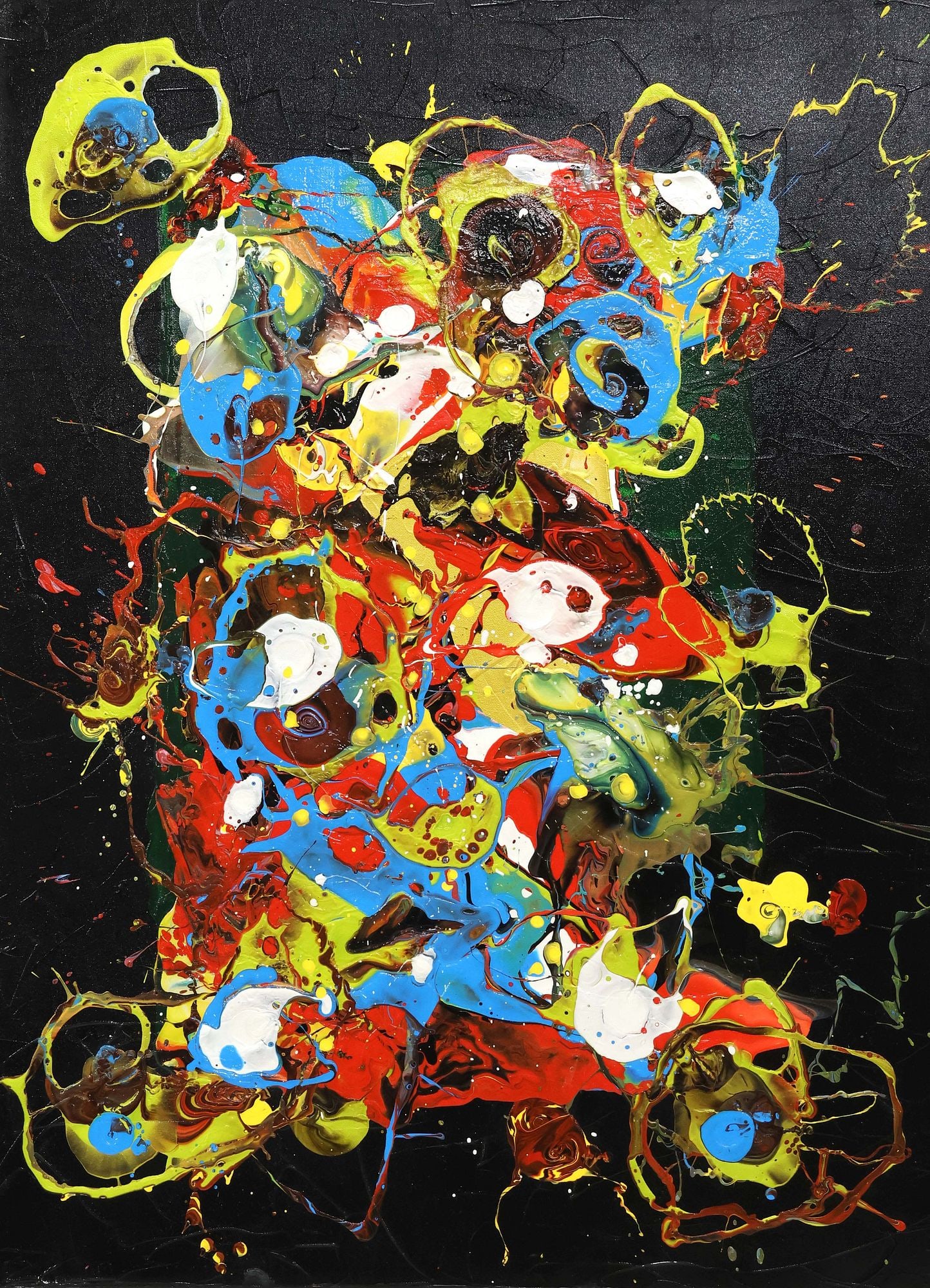 PETRONELLA GREER (B.1945) PAINTING, 'ECHOES BENEATH THE SURFACE,' 40" X 30": Gallery-wrapped acrylic on canvas painting, "Echoes Beneath the Surface," signed verso Petronella Greer (Texas, b.1945), titled on back stretcher, accompanied by certificate of authenticity issued by