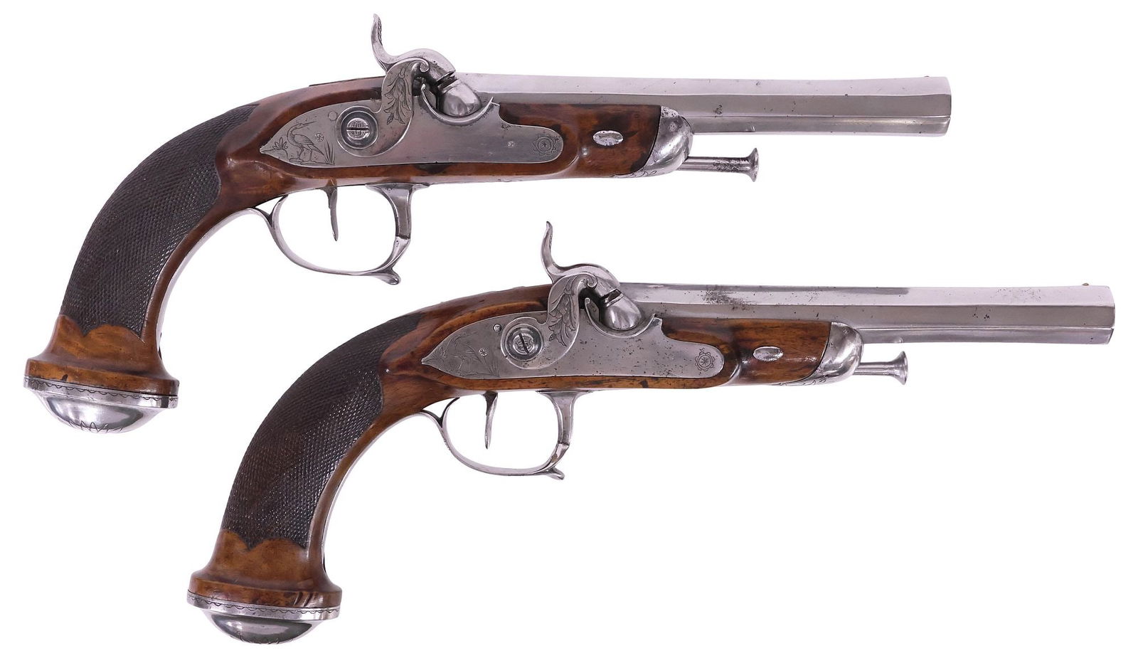 CASED MATCHED PAIR PERCUSSION PISTOLS, MID 19TH CENTURY - 3