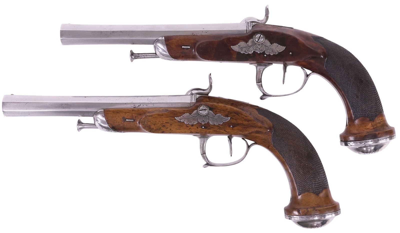 CASED MATCHED PAIR PERCUSSION PISTOLS, MID 19TH CENTURY - 4