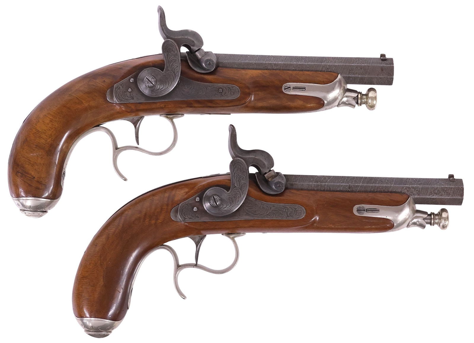 MATCHED PAIR BELGIUM PERCUSSION PISTOLS, 19TH C. - 2
