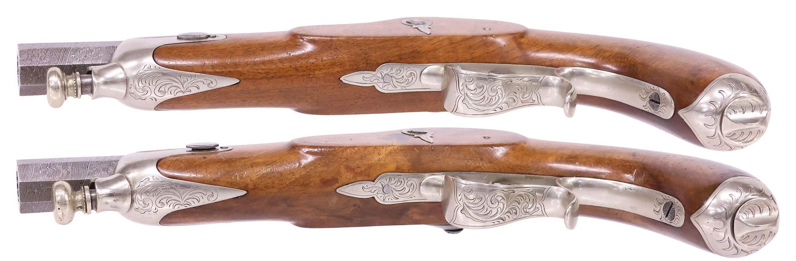 MATCHED PAIR BELGIUM PERCUSSION PISTOLS, 19TH C. - 5