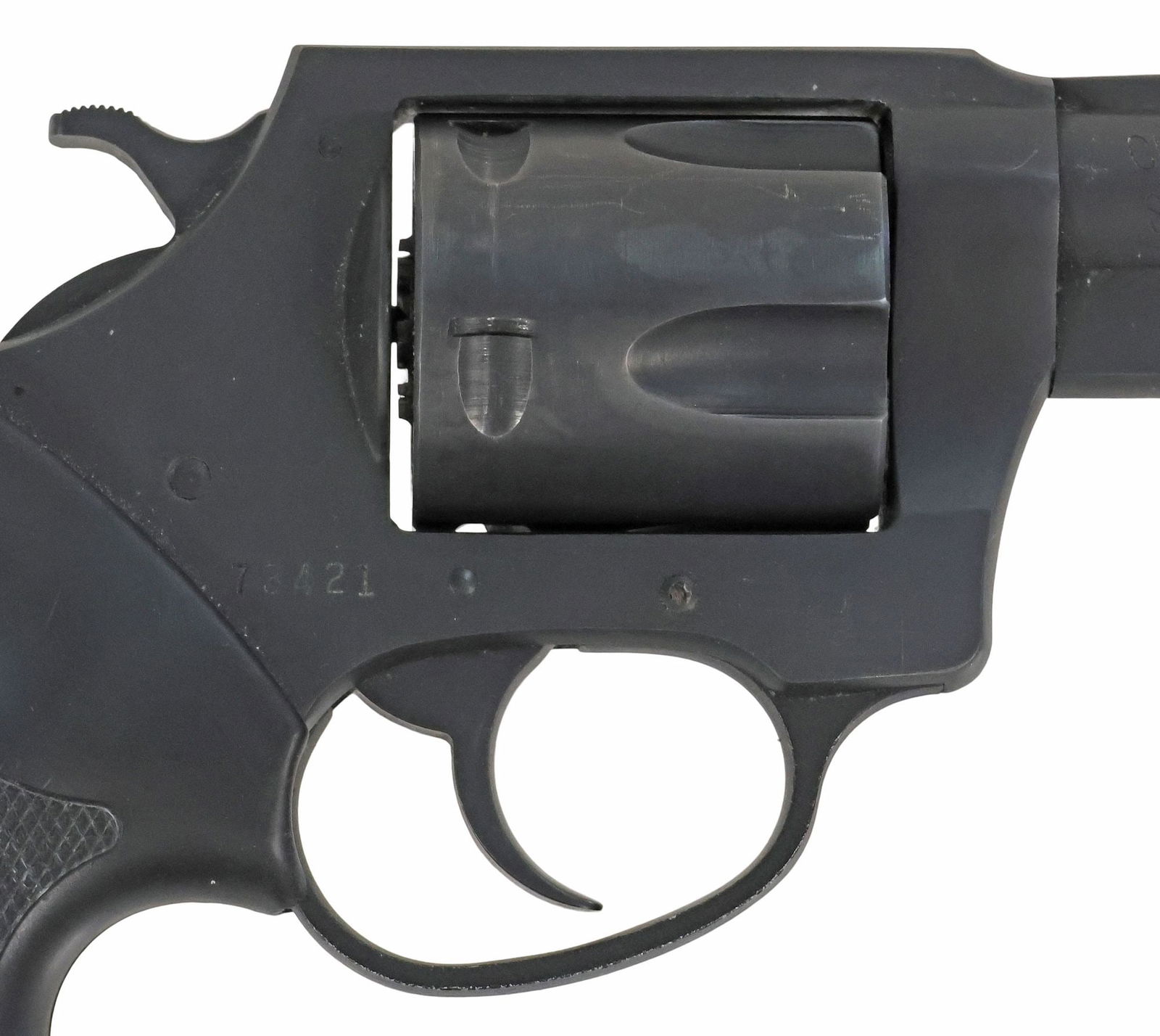 CHARTER ARMS .44SPL BULLDOG PUG REVOLVER: Charter Arms Bulldog Pug Revolver, double action, black matte finish, .44SPL caliber, 2.5" barrel, ramp front sight, grooved rear sight, five round swingout cylinder, rubberized grips with makers