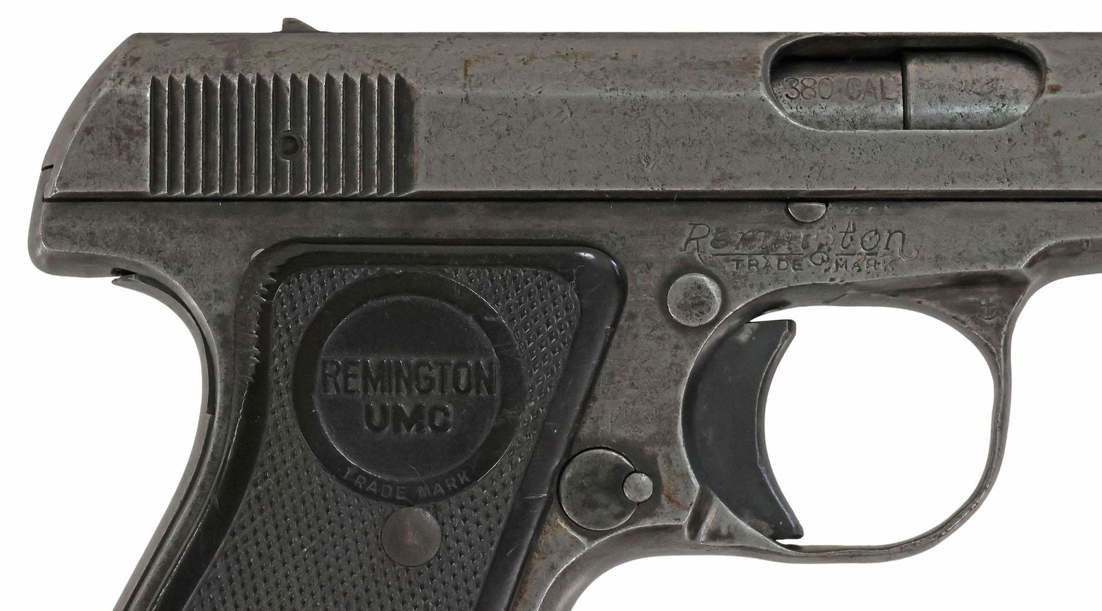 REMINGTON MODEL 51 PISTOL .380 CALIBER: Remington Model 51 'Automatic' Pistol, mfg. 1921-1927, .380 caliber, 3.5" barrel with caliber marked at ejection port, safety grip, blade front sight, the top marked "The Remington Arms-Union
