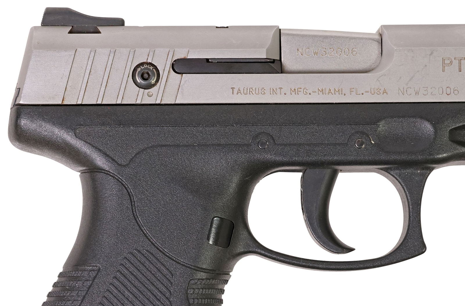 TAURUS PT 24/7 PISTOL, .45ACP CALIBER, STAINLESS SLIDE: Taurus PT 24/7 Pro DS Pistol, Brazil, auto load, double action,.45ACP caliber, silver tone slide, adjustable front and rear sights, stainless steel slide and barrel, polymer frame, thumb safety at