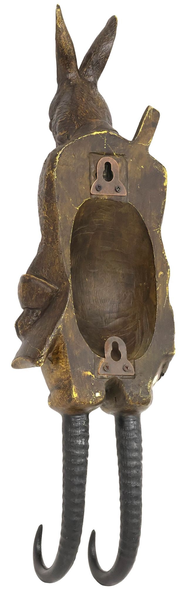 BLACK FOREST STYLE CAST RABBIT-FORM WALL-MOUNT COAT HOOK - 4