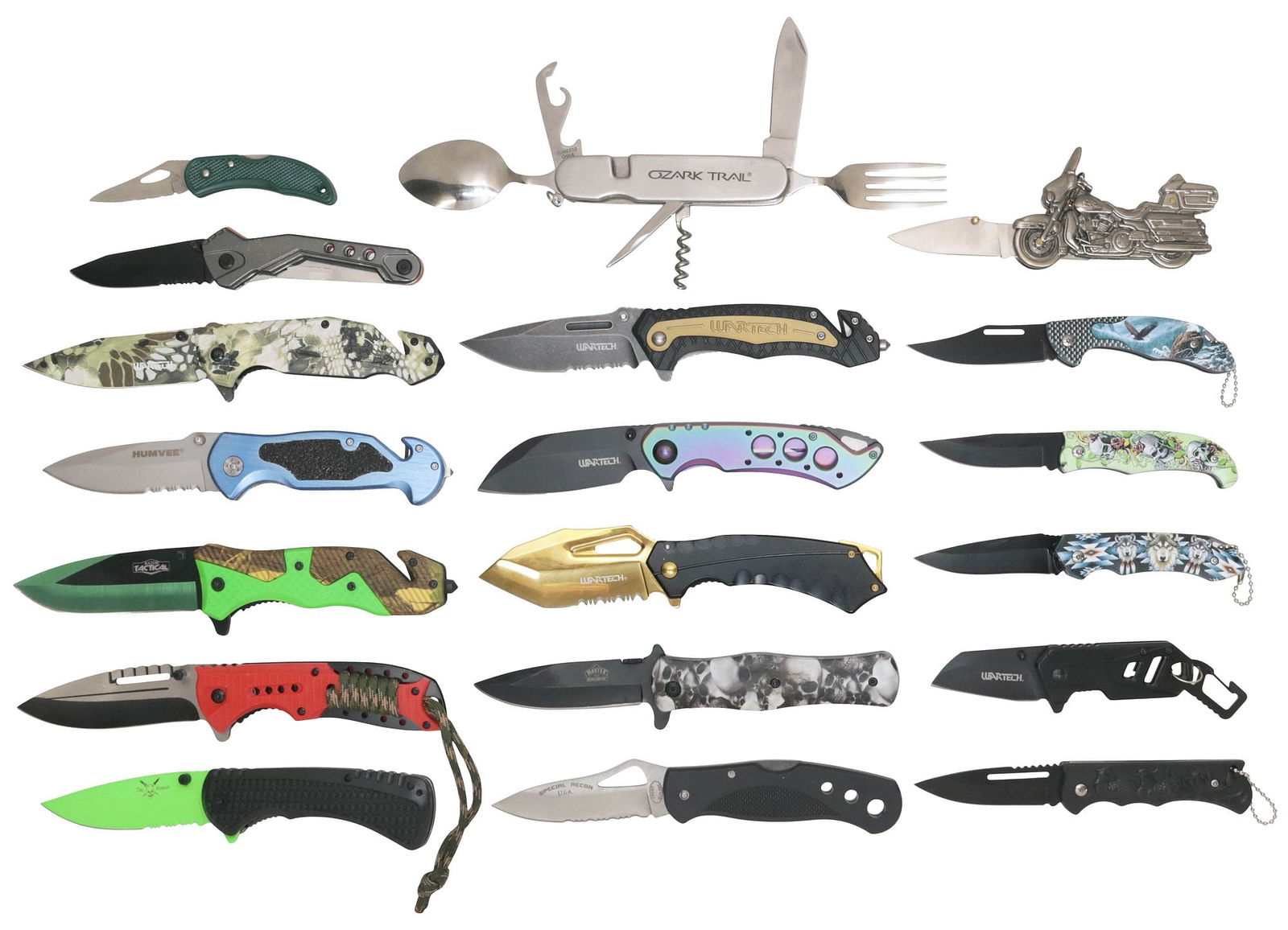 (19) POCKET KNIVES, APPEAR NOT USED OR SHARPENED, (1) CAMPING KNIFE (1 of 6)