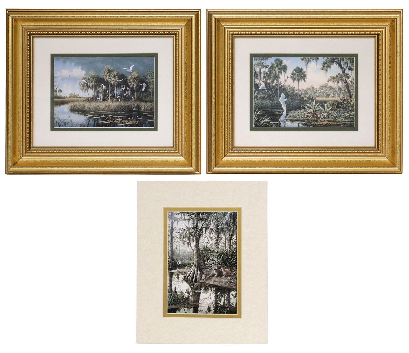 (3) AFTER BEN ESSENBURG (B.1947) EVERGLADES WILDLIFE PRINTS: (lot of 3) Offset lithographs on paper, after Ben W. Essenburg (Illinois, Florida, b.1947), including: (2) framed prints, each signed in marker by the artist at lower right, additional artist's signat