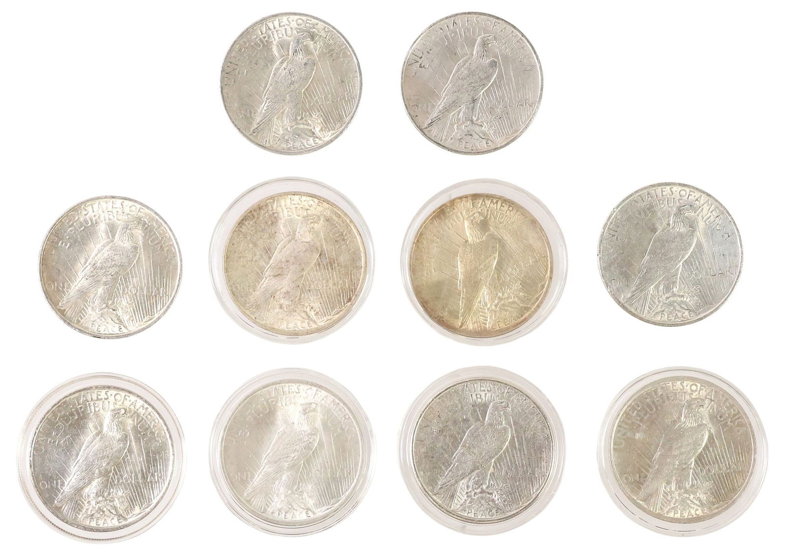 (10) U.S. PEACE SILVER DOLLARS - 2