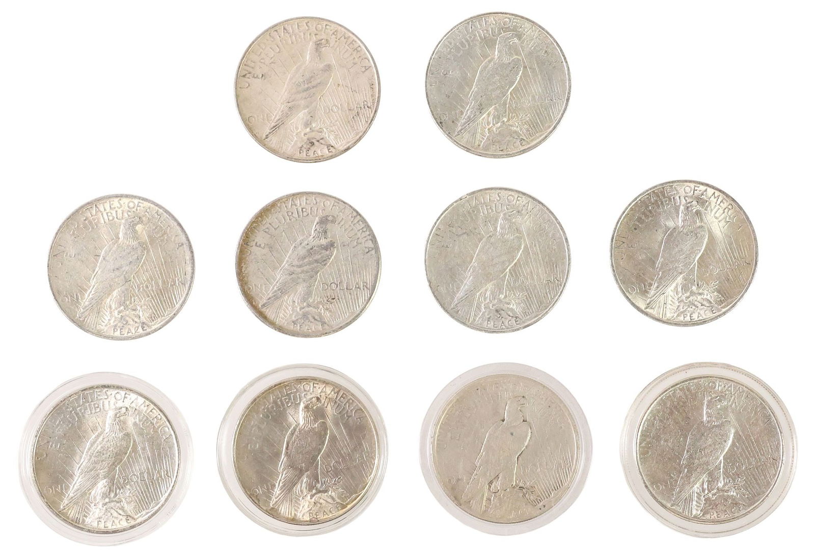 (10) U.S. PEACE SILVER DOLLARS - 2