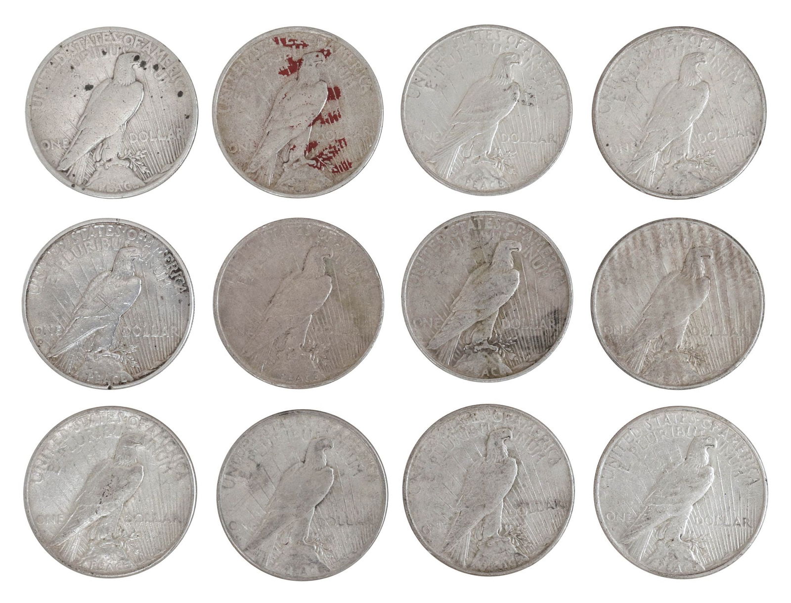 (12) U.S. PEACE SILVER DOLLARS - 2