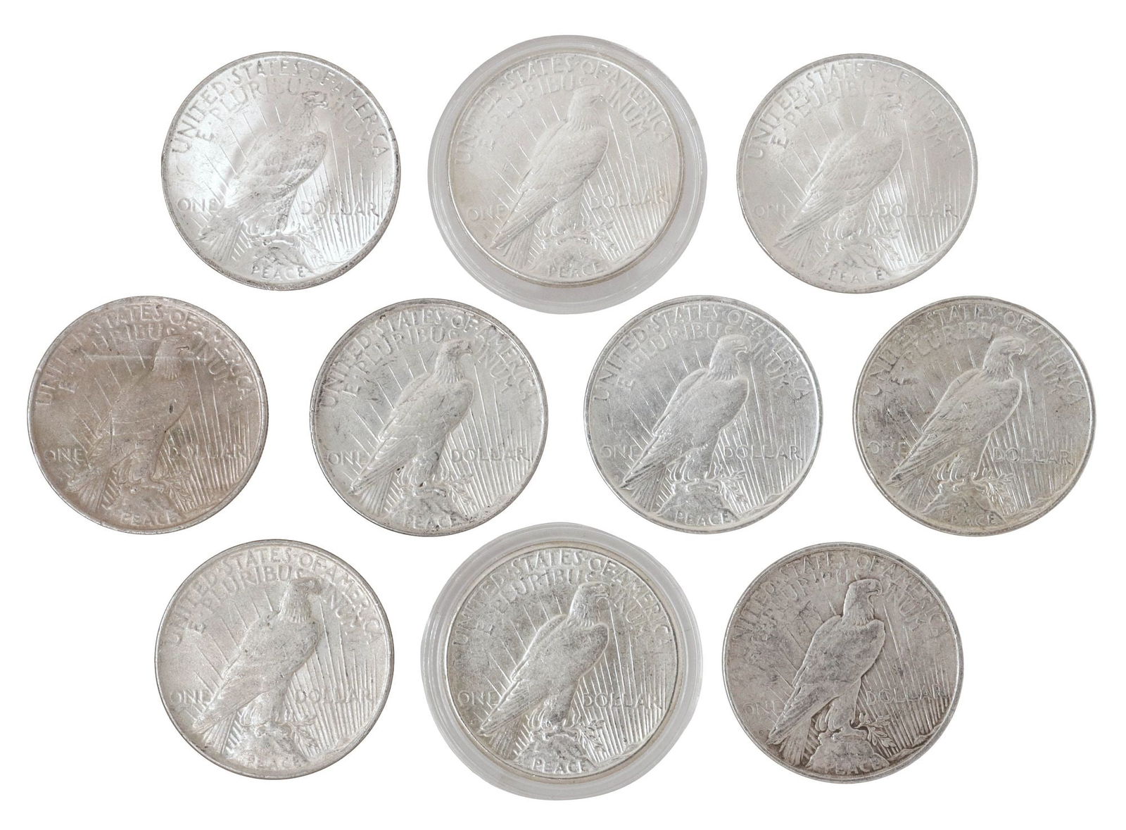 (10) U.S. PEACE SILVER DOLLARS - 2