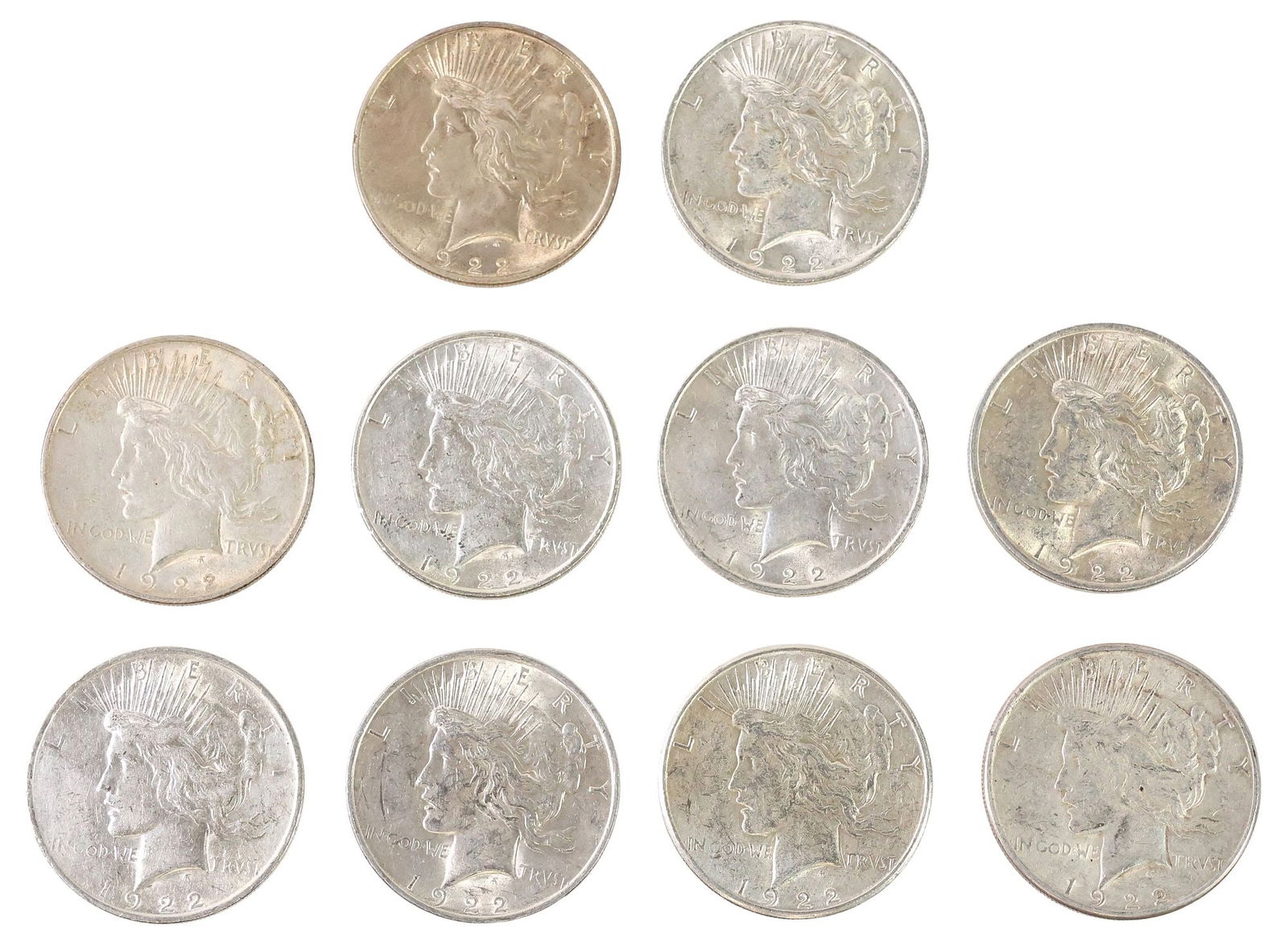 (10) U.S. PEACE SILVER DOLLARS (1 of 2)