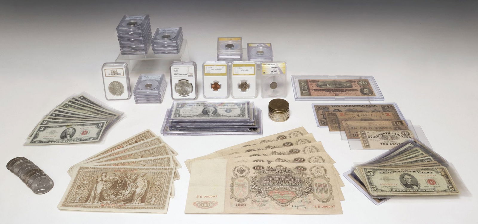 HUGE LOT OF COINS & CURRENCY, MANY GRADED COINS (1 of 9)