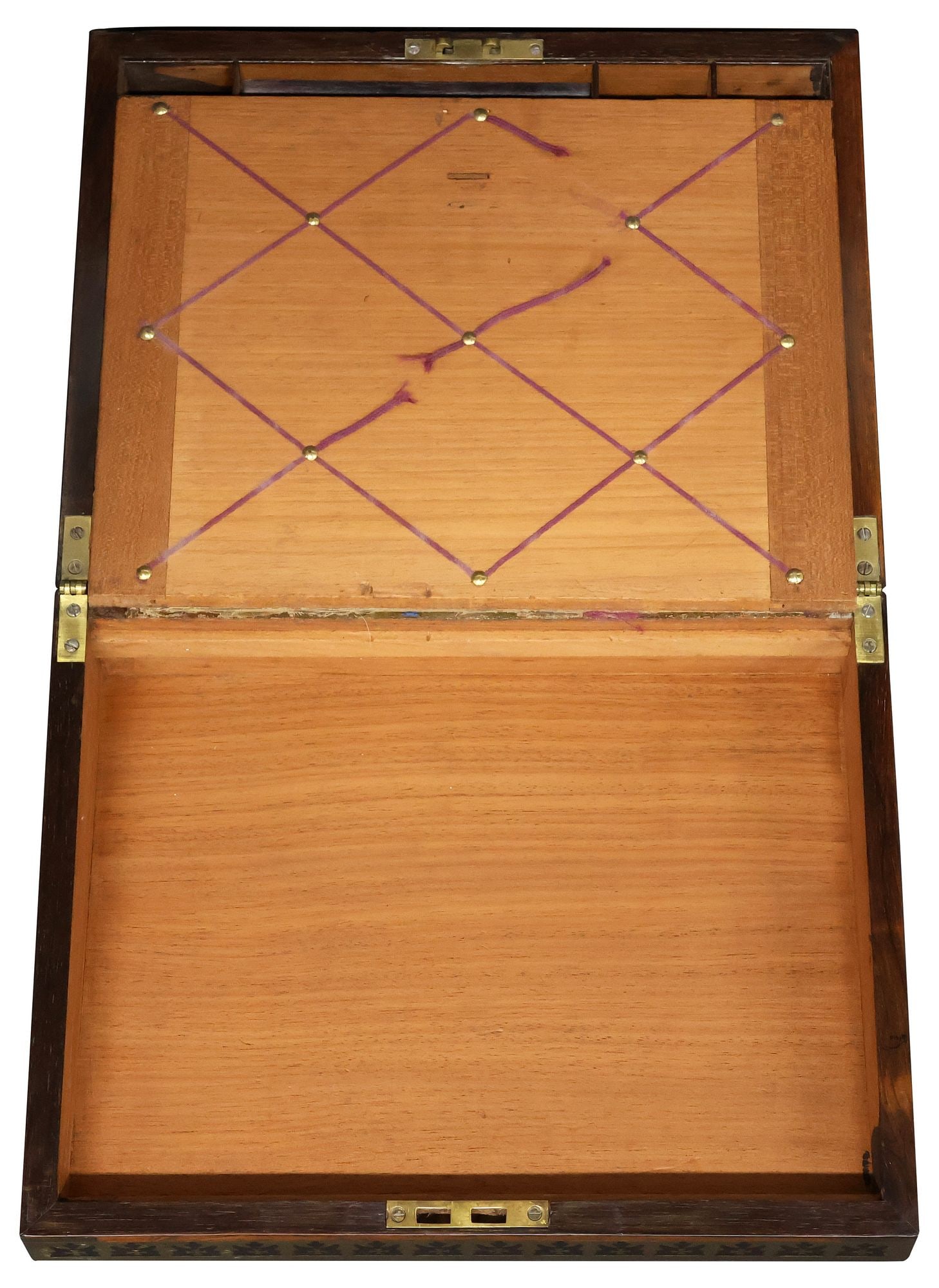 ENGLISH REGENCY BRASS-BOUND ROSEWOOD WRITING SLOPE / TRAVEL DESK - 5