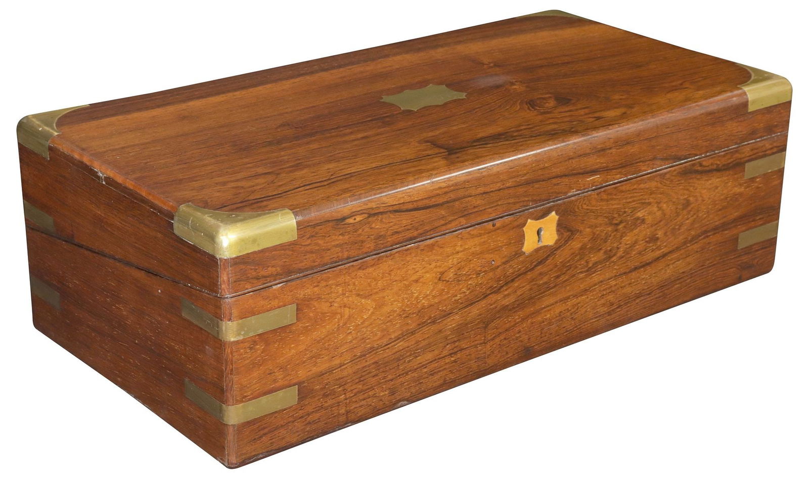 ENGLISH BRASS-BOUND MAHOGANY WRITING SLOPE / TRAVEL DESK (1 of 7)