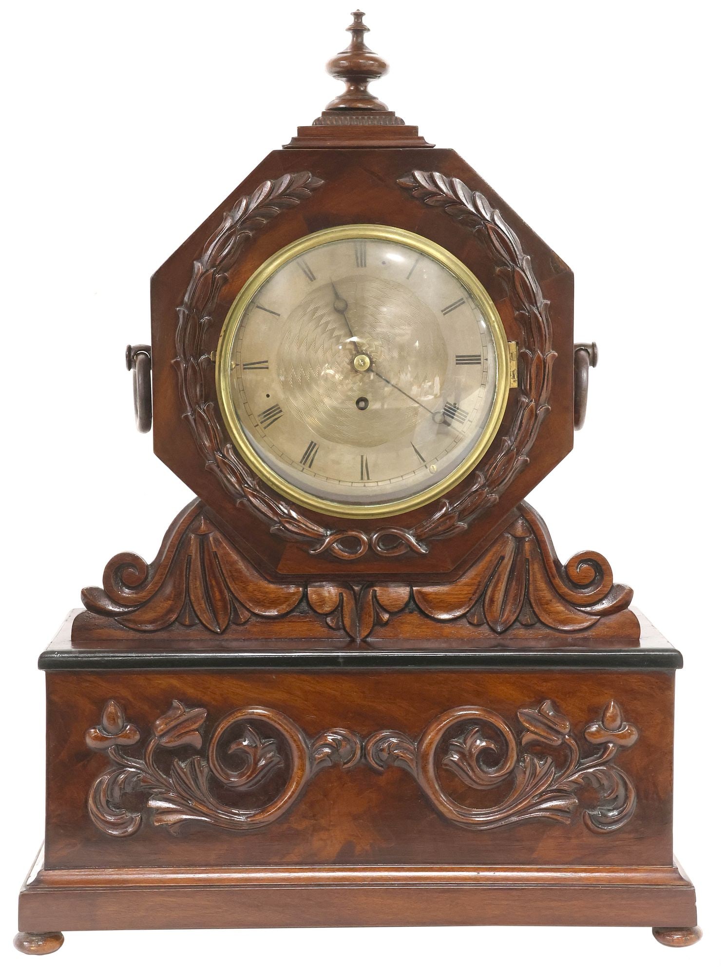 ENGLISH REGENCY PERIOD FLAME MAHOGANY OCTAGONAL MANTEL CLOCK (1 of 5)