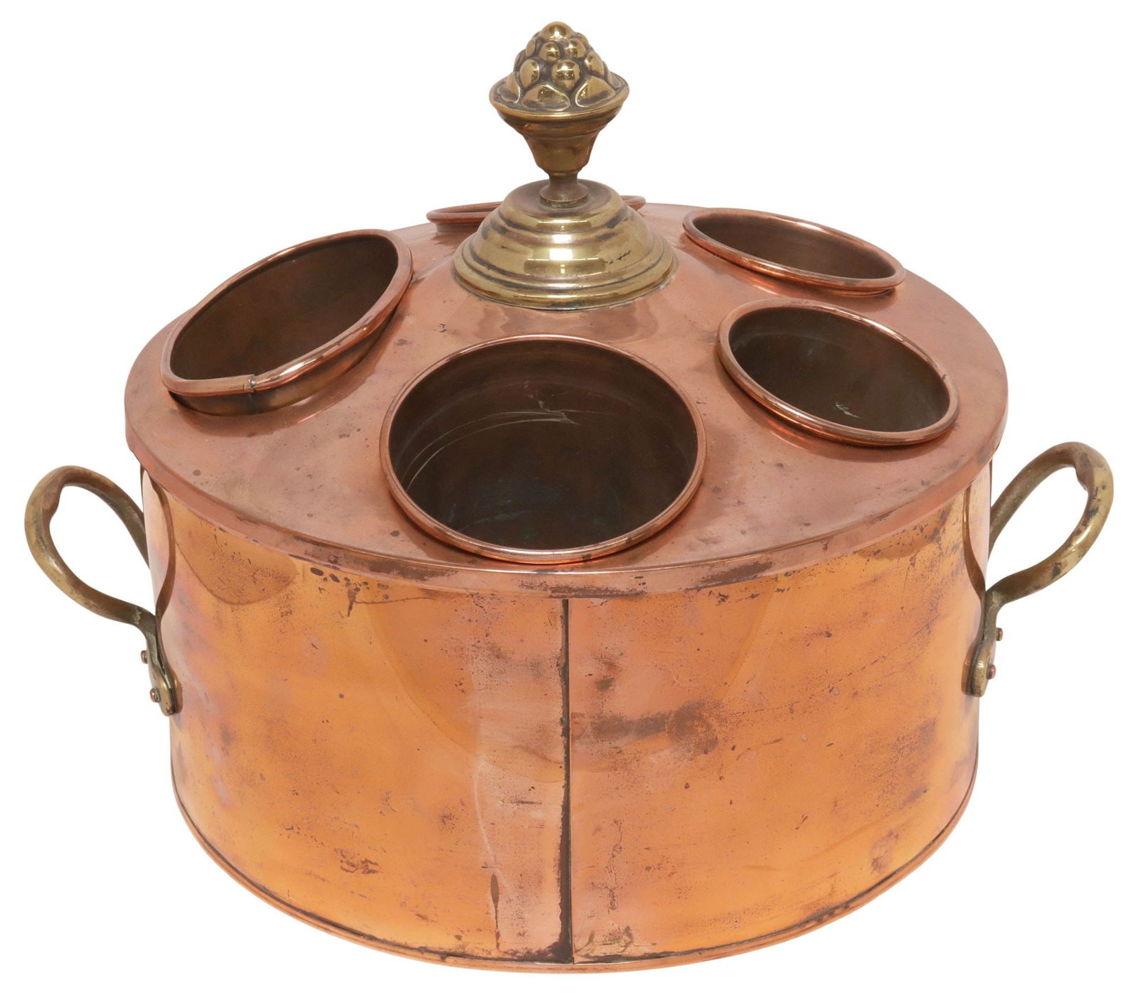 LARGE ENGLISH COPPER & BRASS 5-BOTTLE WINE / CHAMPAGNE COOLER - 2