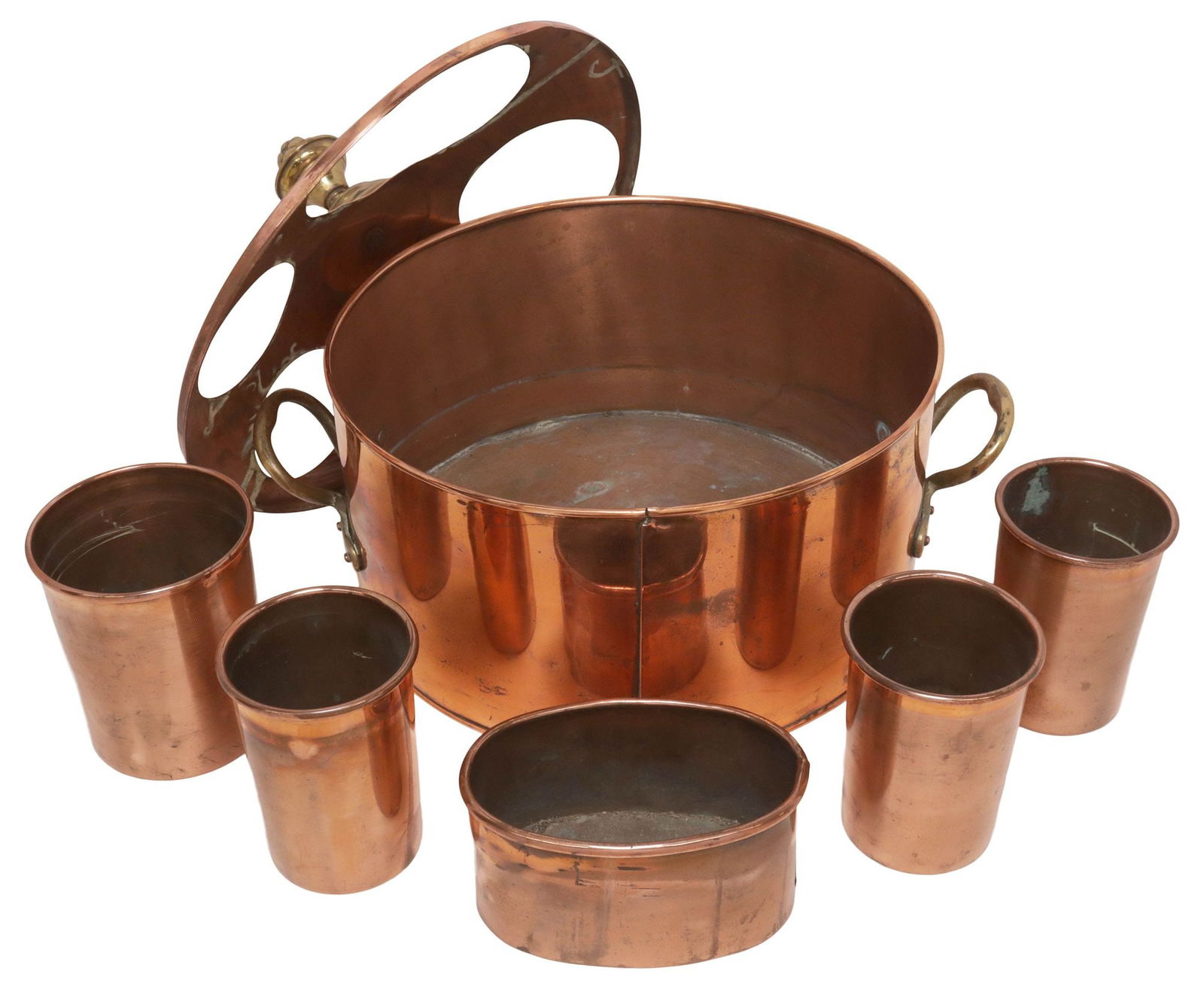 LARGE ENGLISH COPPER & BRASS 5-BOTTLE WINE / CHAMPAGNE COOLER - 3