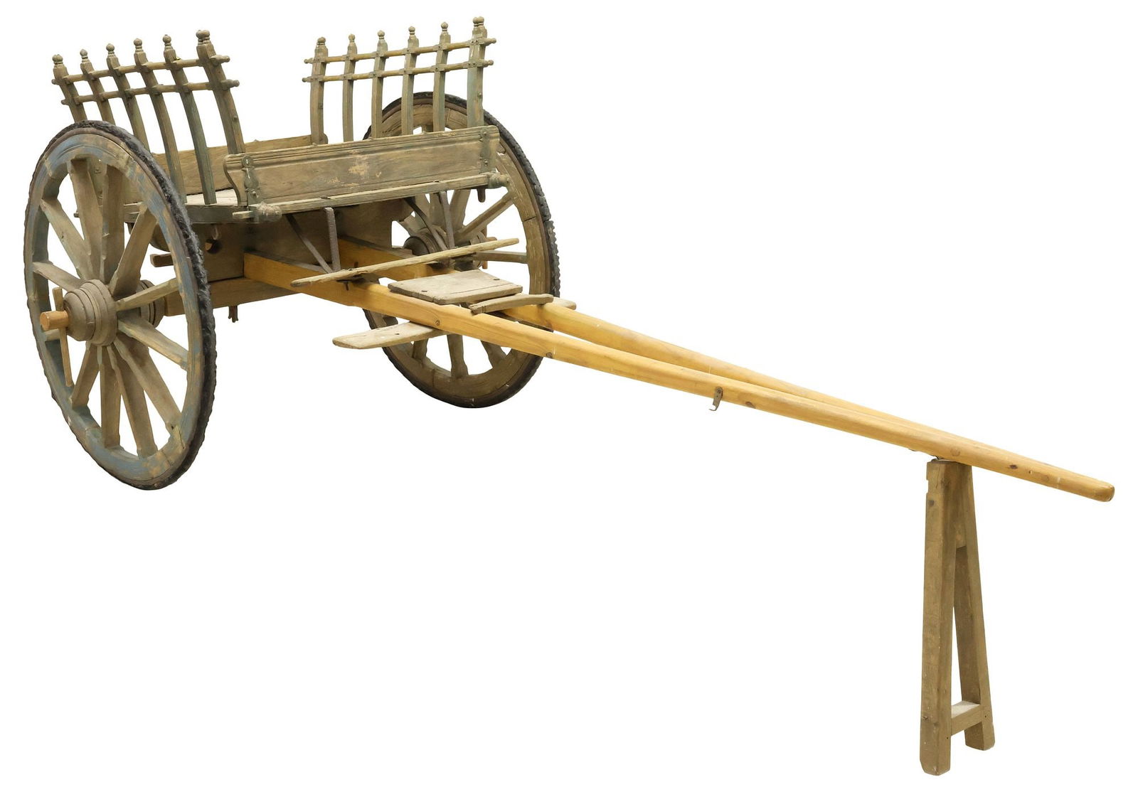 CONTINENTAL RUSTIC HORSE-DRAWN CARVED WOOD WORK CART (1 of 8)