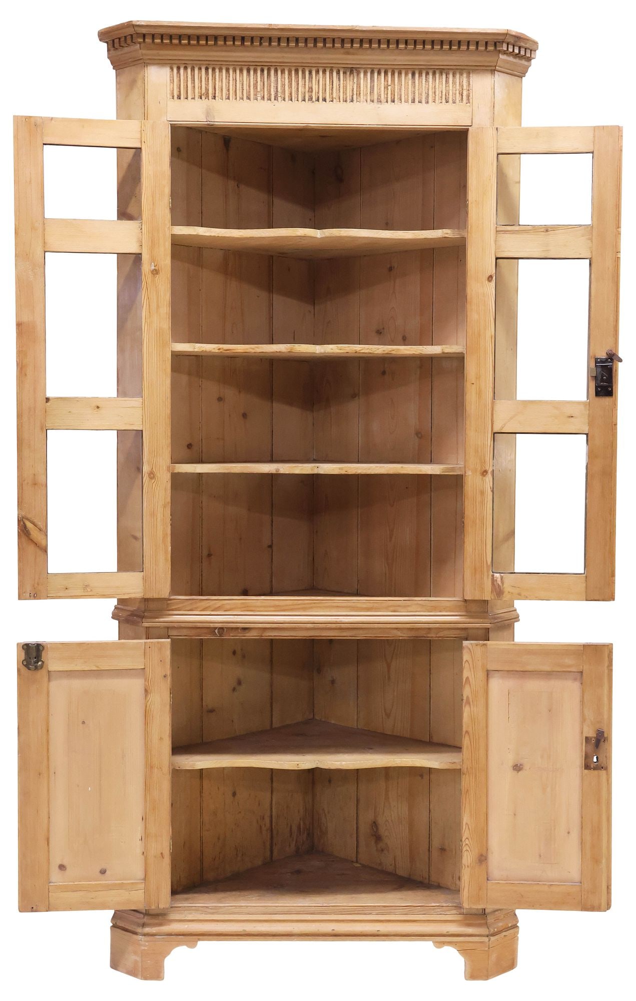 ENGLISH VICTORIAN PINE CORNER CUPBOARD - 2