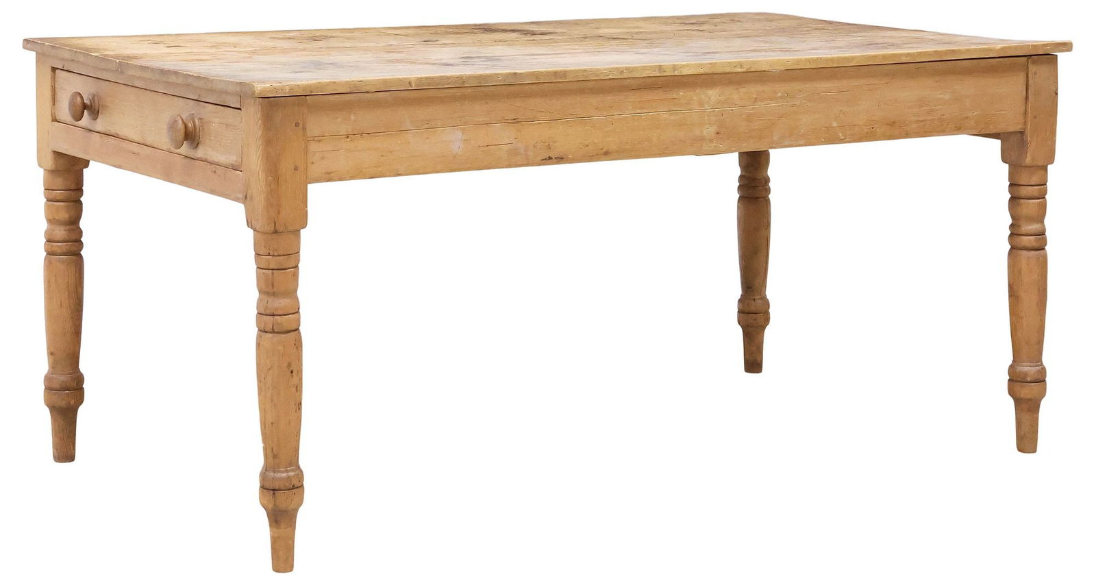 ENGLISH VICTORIAN SCRUBBED PINE FARMHOUSE KITCHEN / WORK TABLE - 5