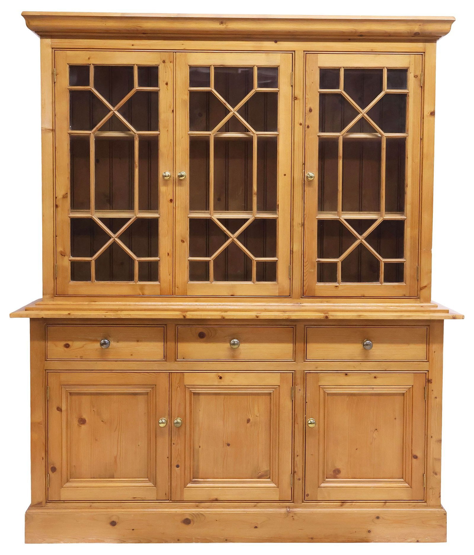 ENGLISH GLAZED PINE STEP-BACK BOOKCASE - 2