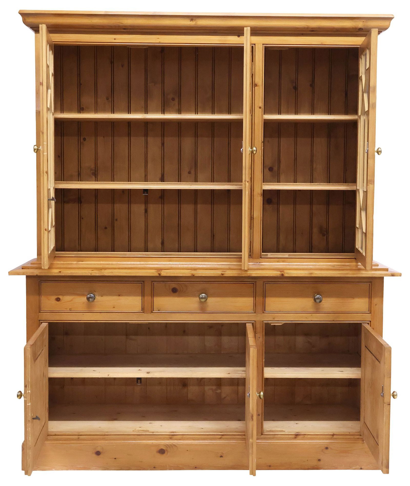 ENGLISH GLAZED PINE STEP-BACK BOOKCASE - 3