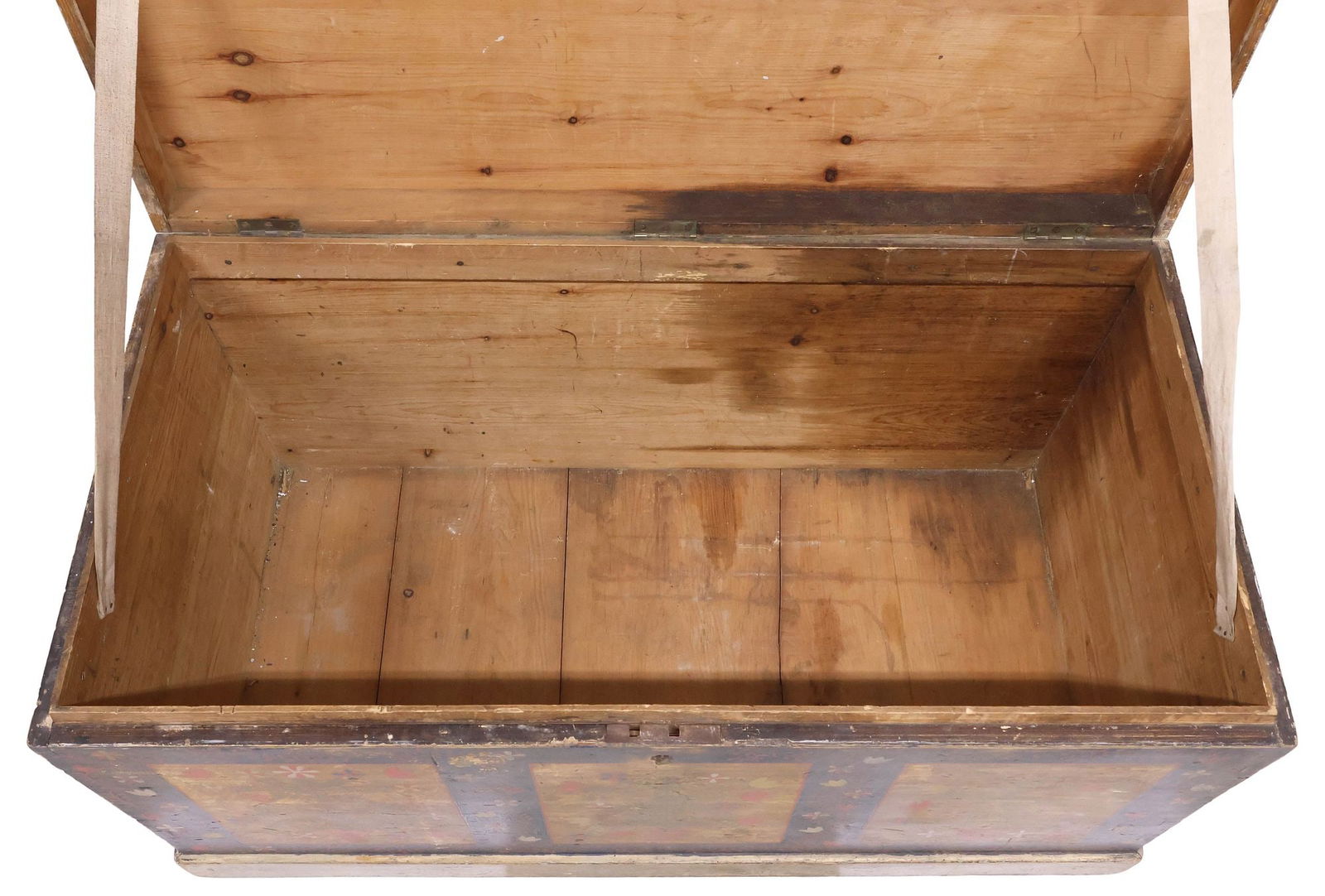 LARGE EASTERN EUROPEAN POLYCHROME PAINTED WEDDING TRUNK - 4