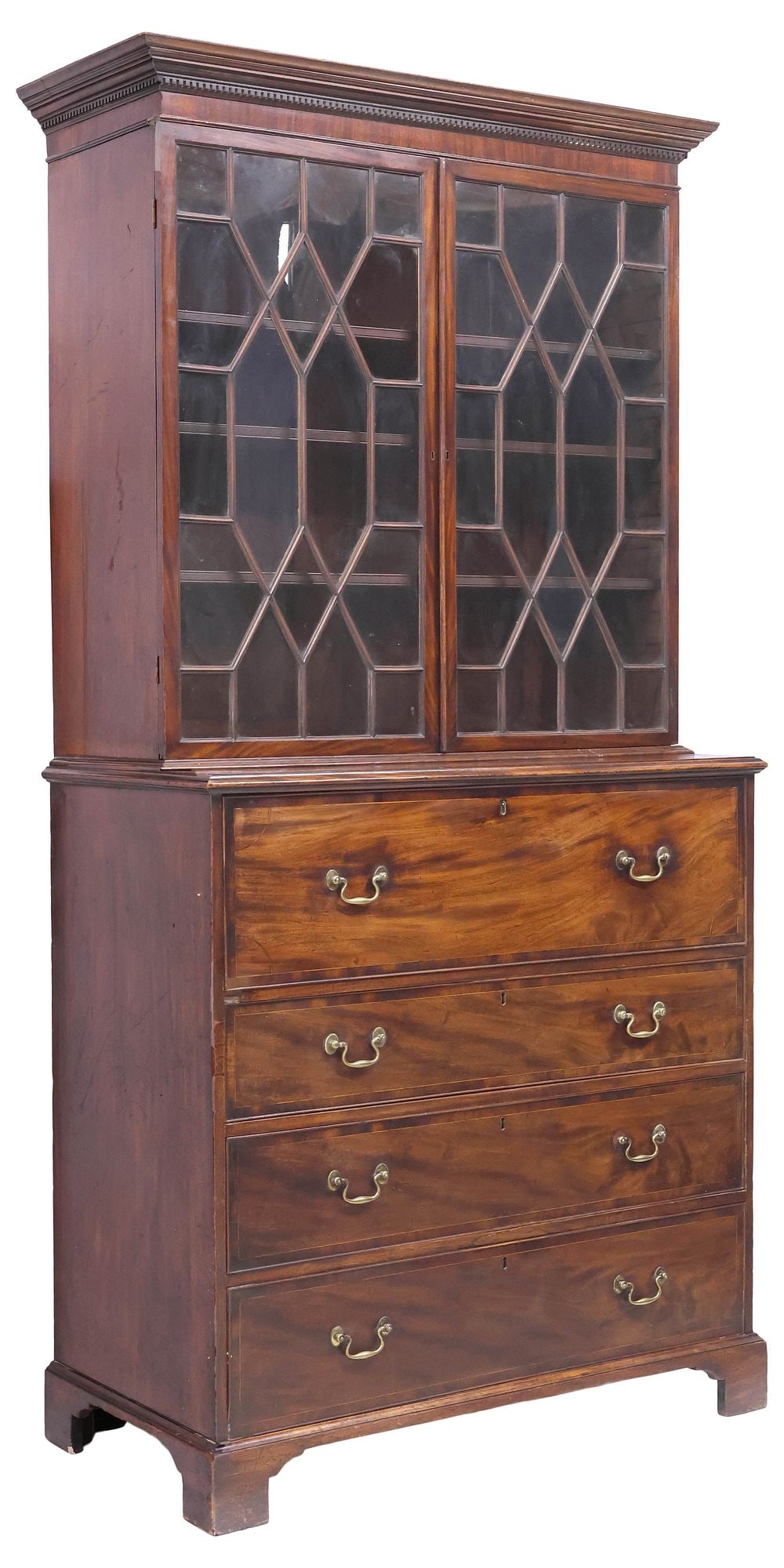 ENGLISH GEORGE III PERIOD MAHOGANY SECRETAIRE BOOKCASE, 90"H (1 of 6)