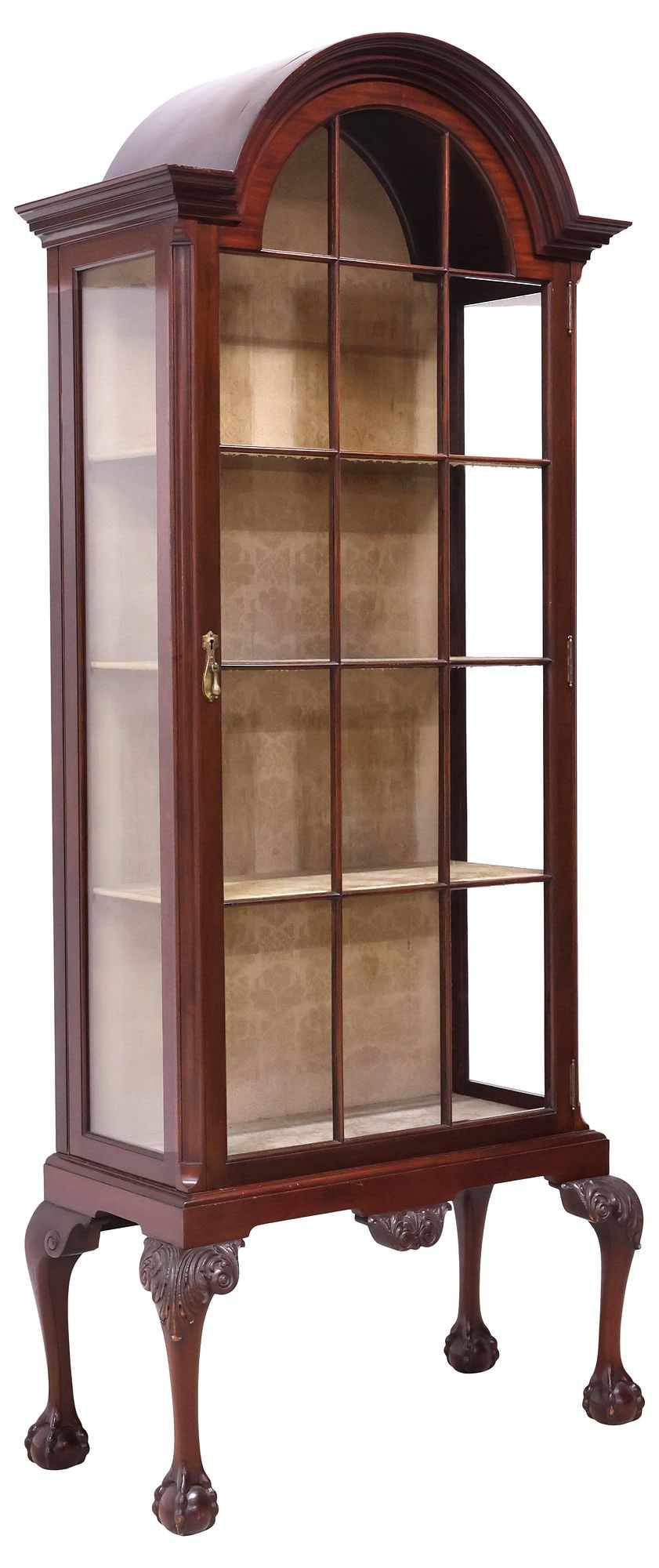 ENGLISH CHIPPENDALE STYLE GLAZED MAHOGANY DISPLAY CABINET (1 of 5)