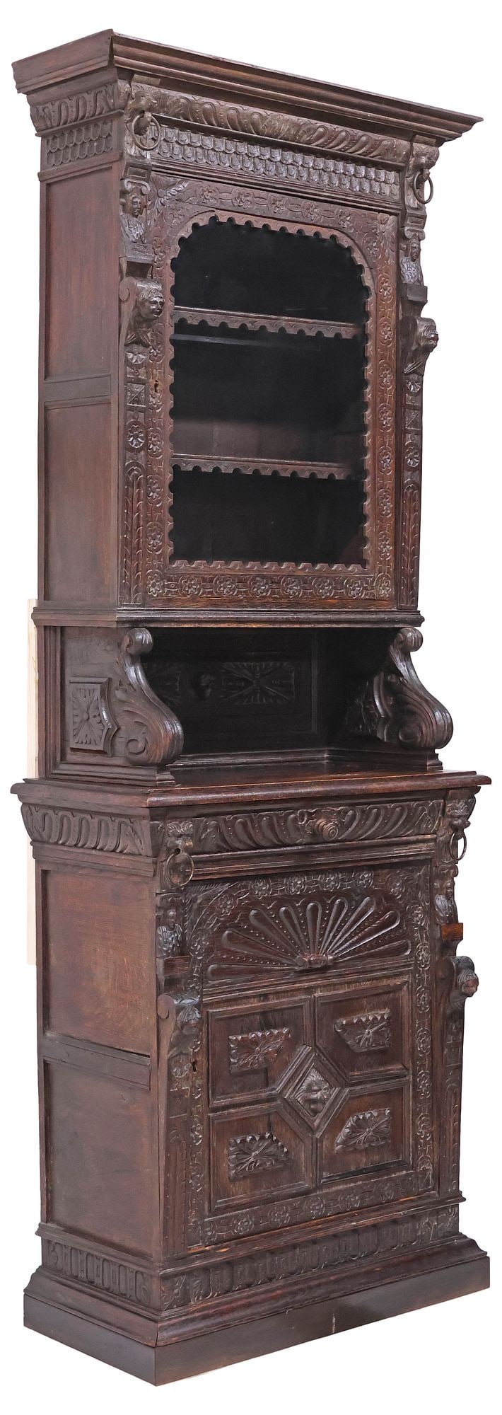 JOHN MURPHY LONDON FLEMISH STYLE HEAVILY CARVED OAK BOOKCASE (1 of 8)