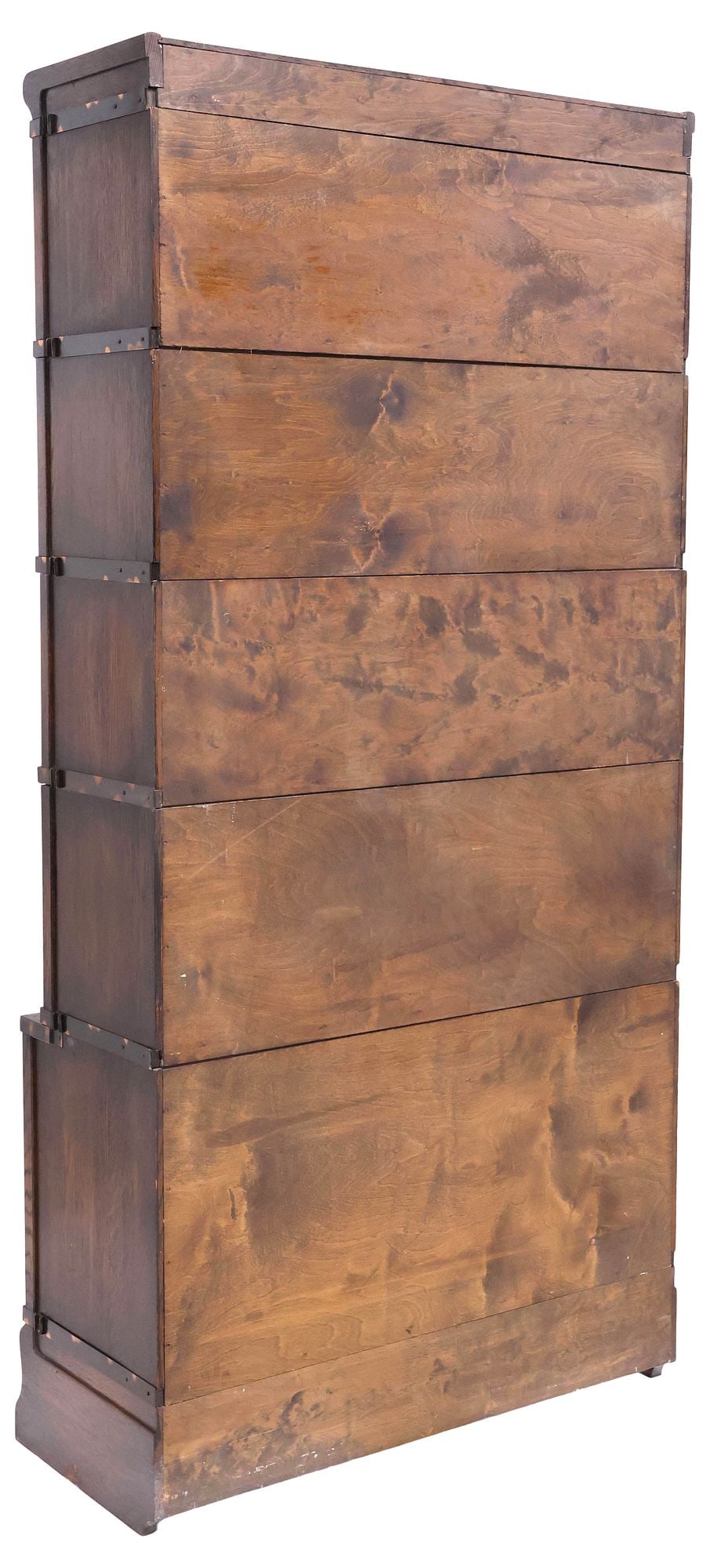 GLOBE-WERNICKE OAK & LEADED GLASS 5-STACK BARRISTER BOOKCASE - 5