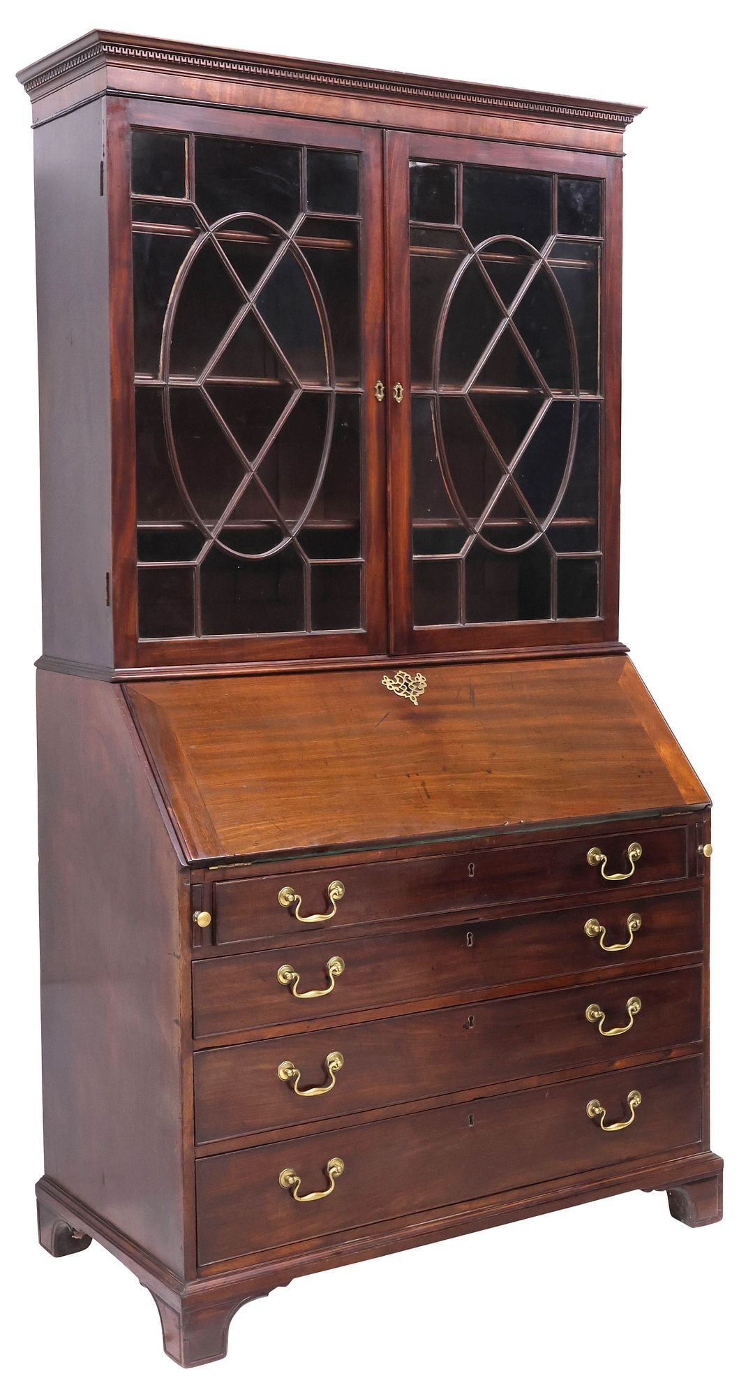 ENGLISH GEORGE III PERIOD GLAZED MAHOGANY BUREAU BOOKCASE (1 of 6)