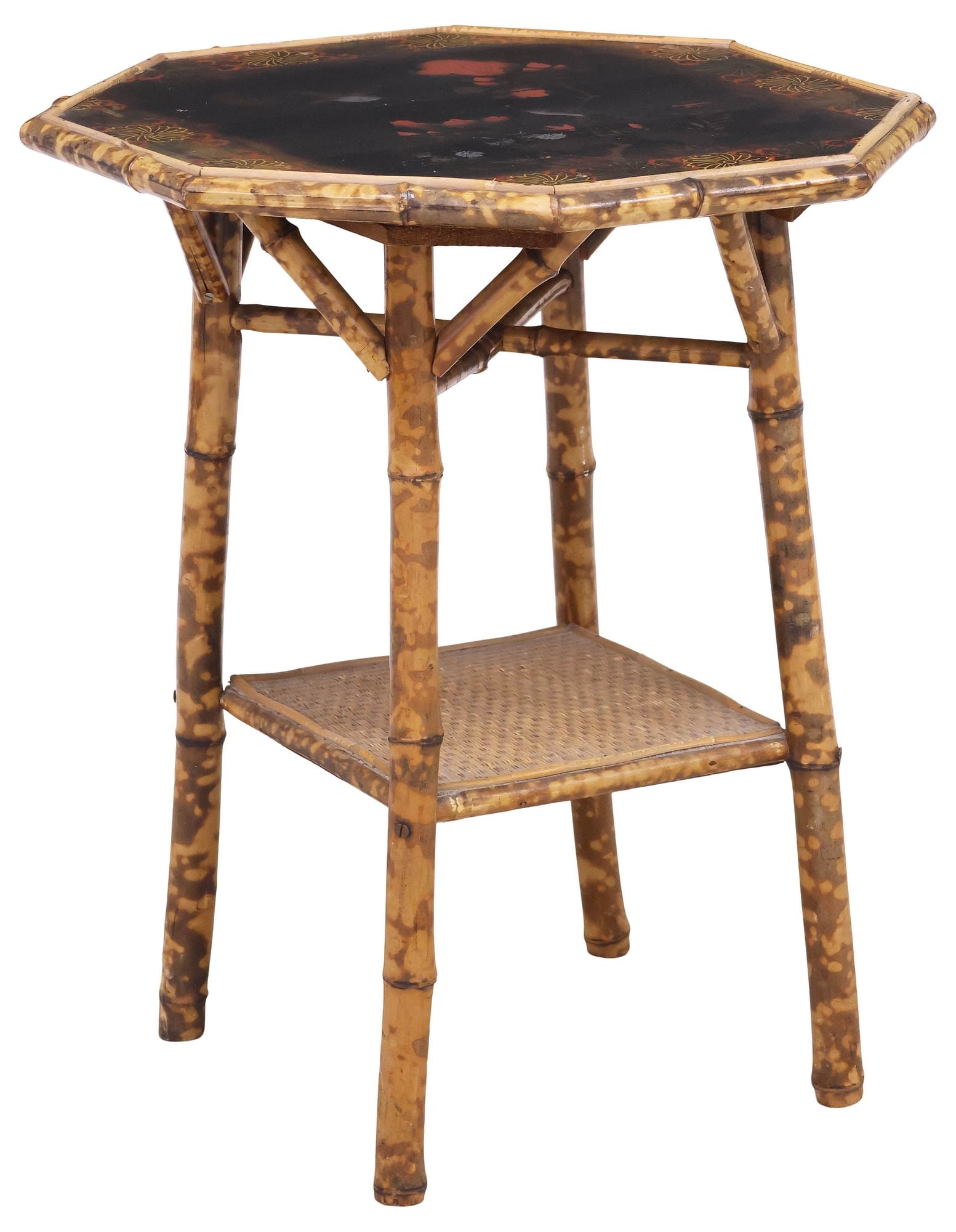 ENGLISH VICTORIAN AESTHETIC MOVEMENT JAPANNED BAMBOO TABLE (1 of 4)