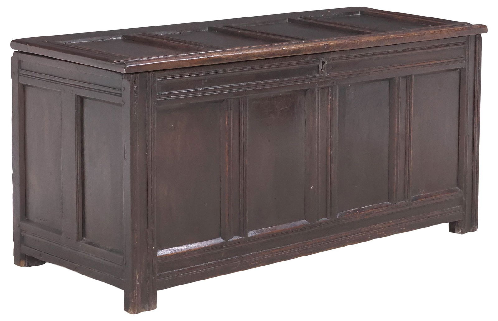 ENGLISH PANELED OAK COFFER / BLANKET BOX, 18TH C. (1 of 5)