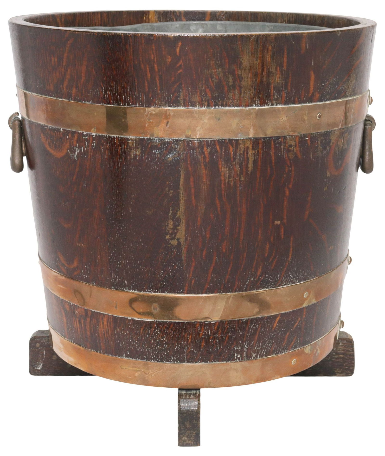 ENGLISH R.A. LISTER & CO. COPPER-BOUND COOPERED OAK PEAT BUCKET (1 of 5)