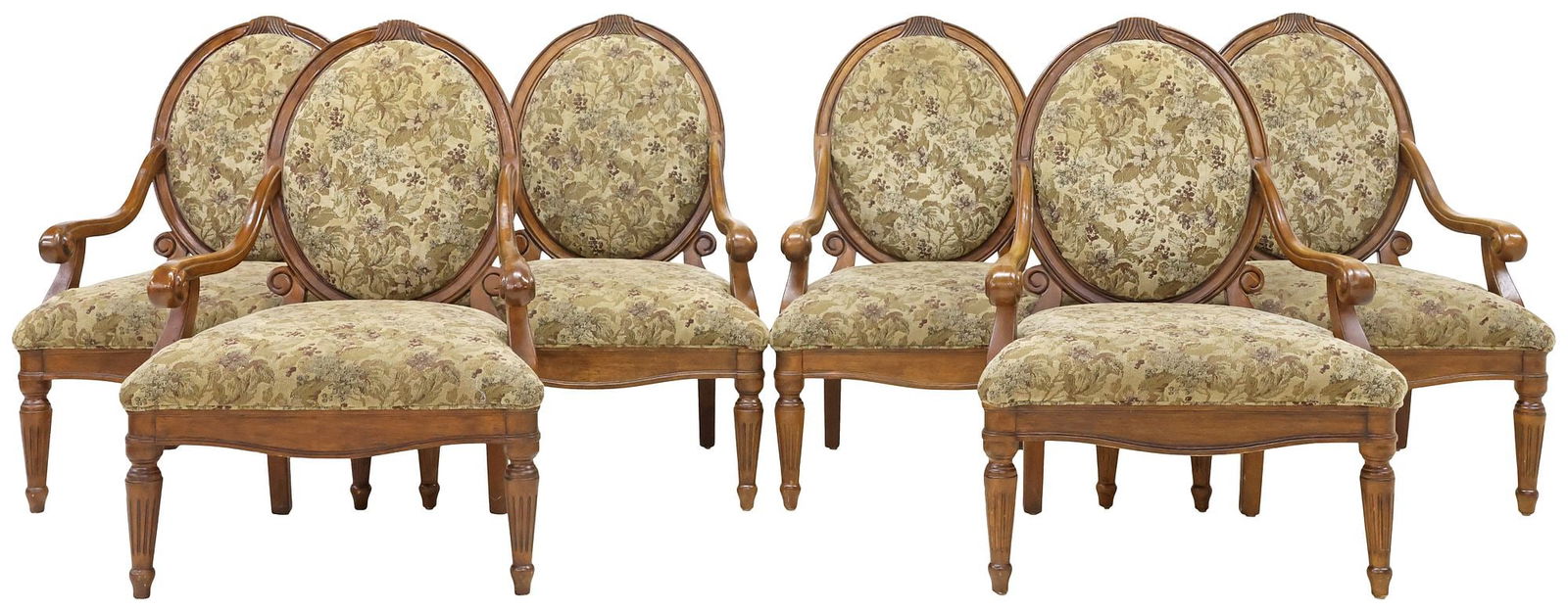 (6) GOLDEN CHAIR CO. VICTORIAN STYLE CARVED & UPHOLSTERED ARMCHAIRS (1 of 4)