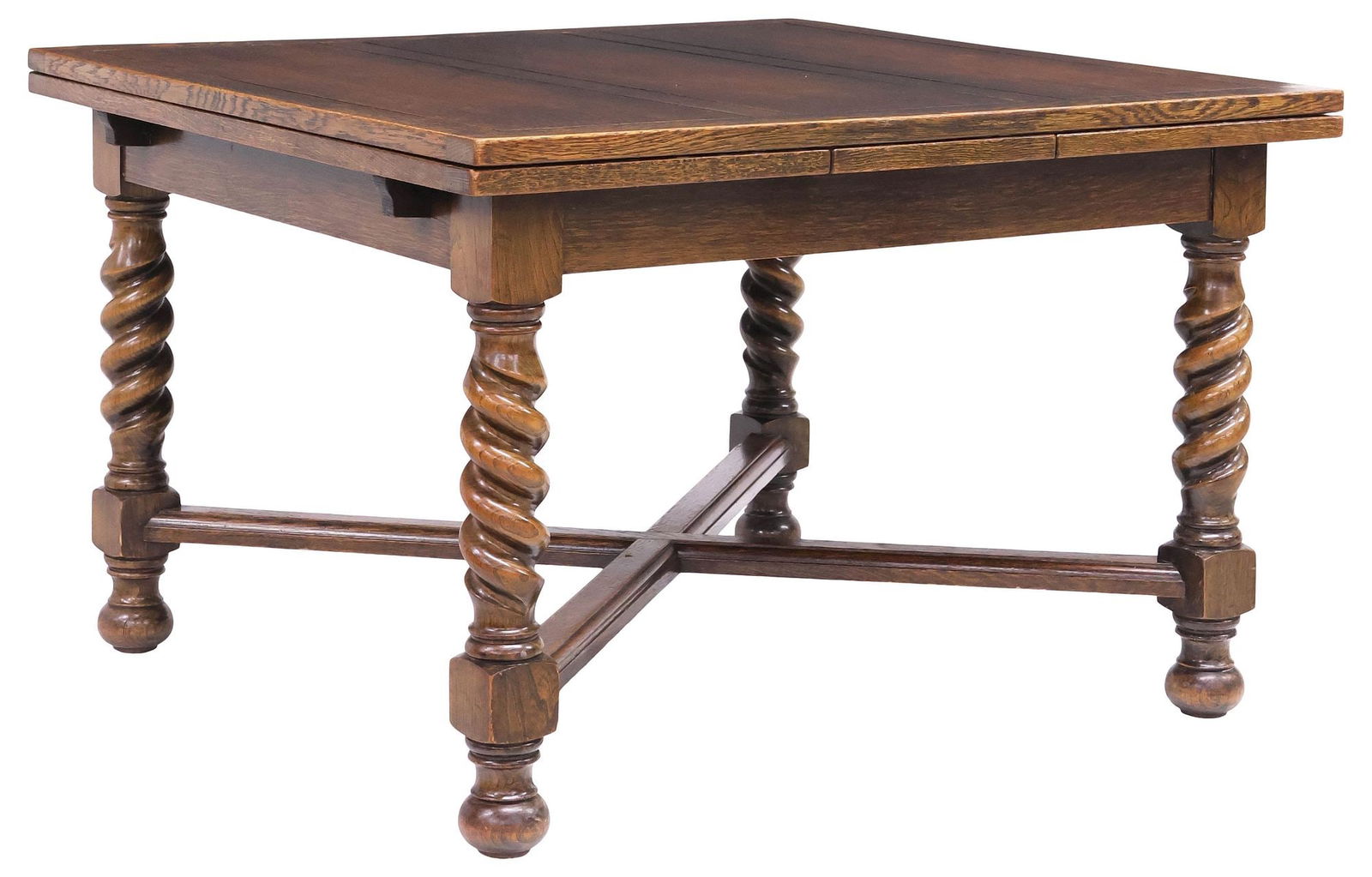 ENGLISH OAK DRAW-LEAF BARLEY TWIST EXTENSION TABLE, 83.5"L (1 of 5)