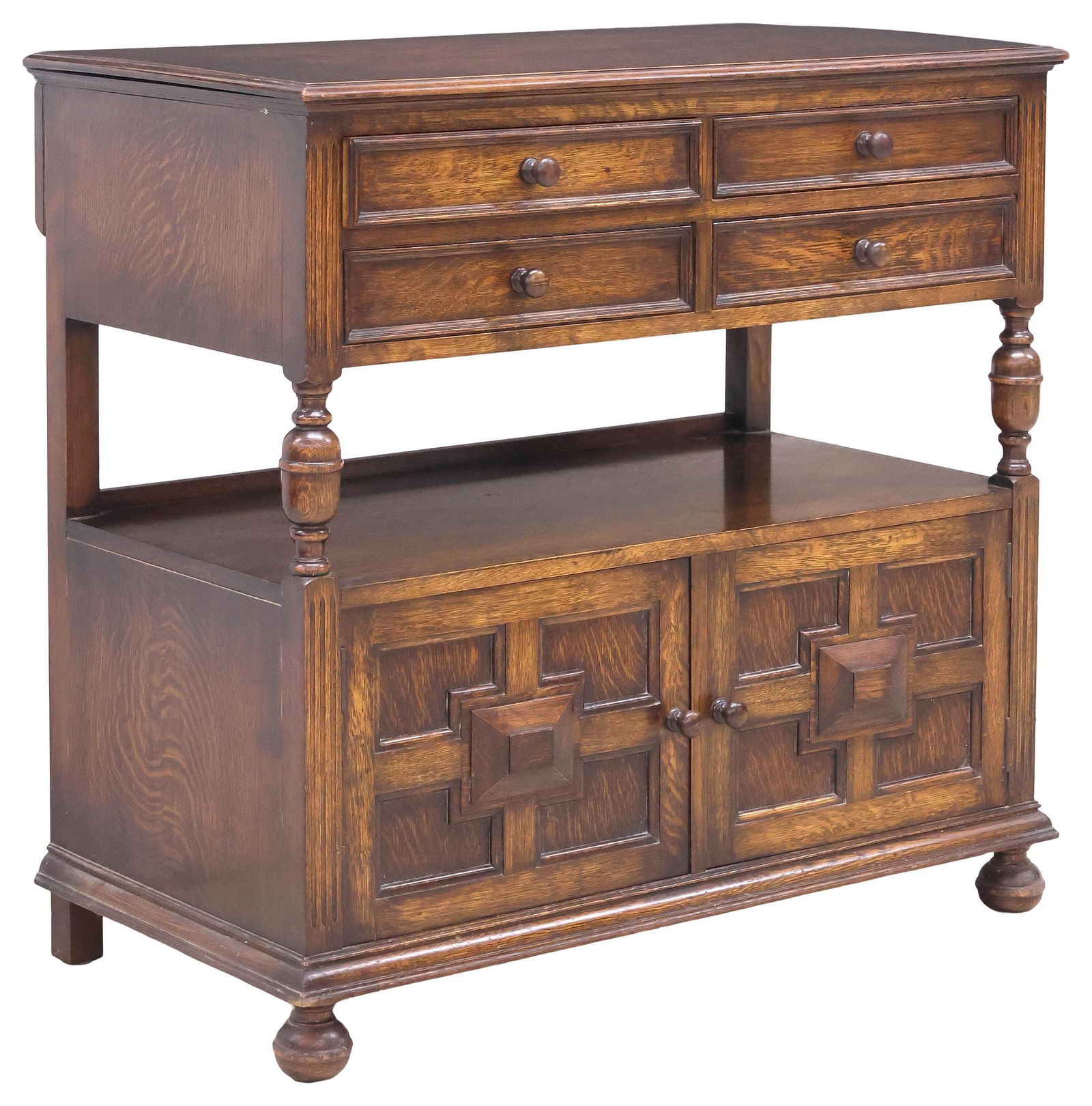 ENGLISH JACOBEAN STYLE OAK HINGE-TOP SERVER / BUFFET (1 of 7)