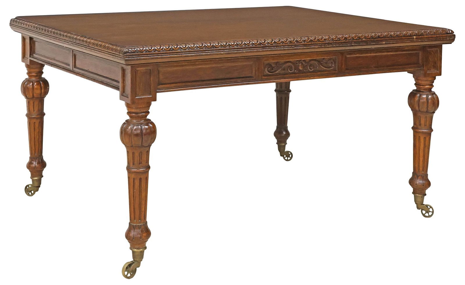 ENGLISH VICTORIAN CARVED OAK WRITING / LIBRARY TABLE (1 of 4)