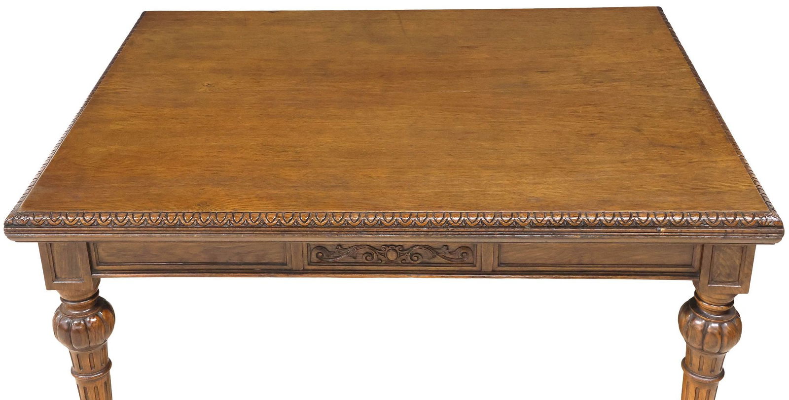 ENGLISH VICTORIAN CARVED OAK WRITING / LIBRARY TABLE - 3