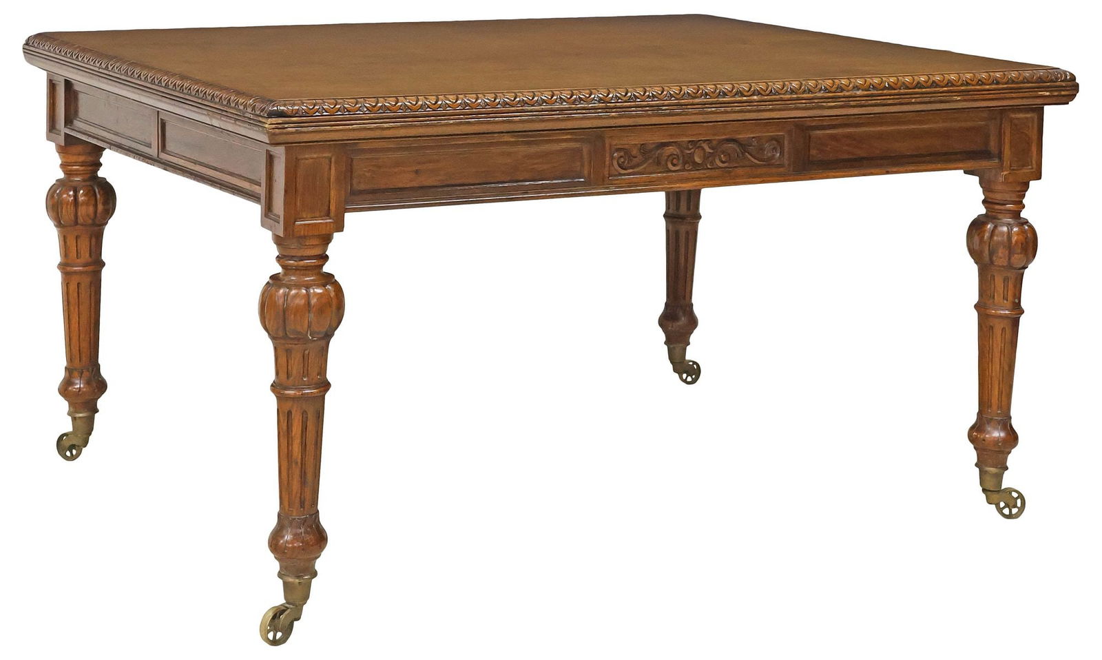 ENGLISH VICTORIAN CARVED OAK WRITING / LIBRARY TABLE - 4