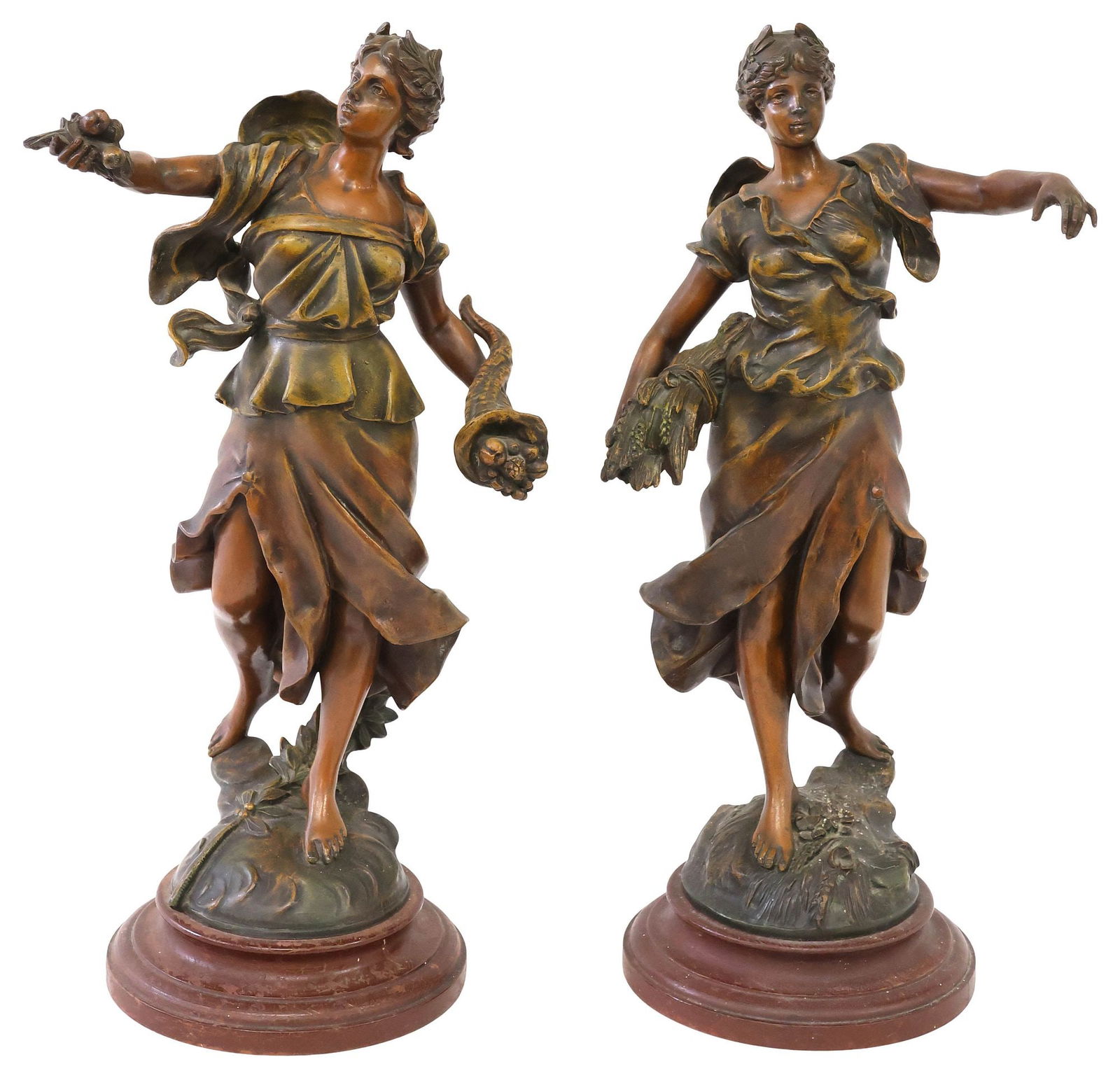 (2) STYLE OF AUGUSTE MOREAU SPELTER FIGURES, 'AGRICULTURE' & 'ABONDANCE' (1 of 6)