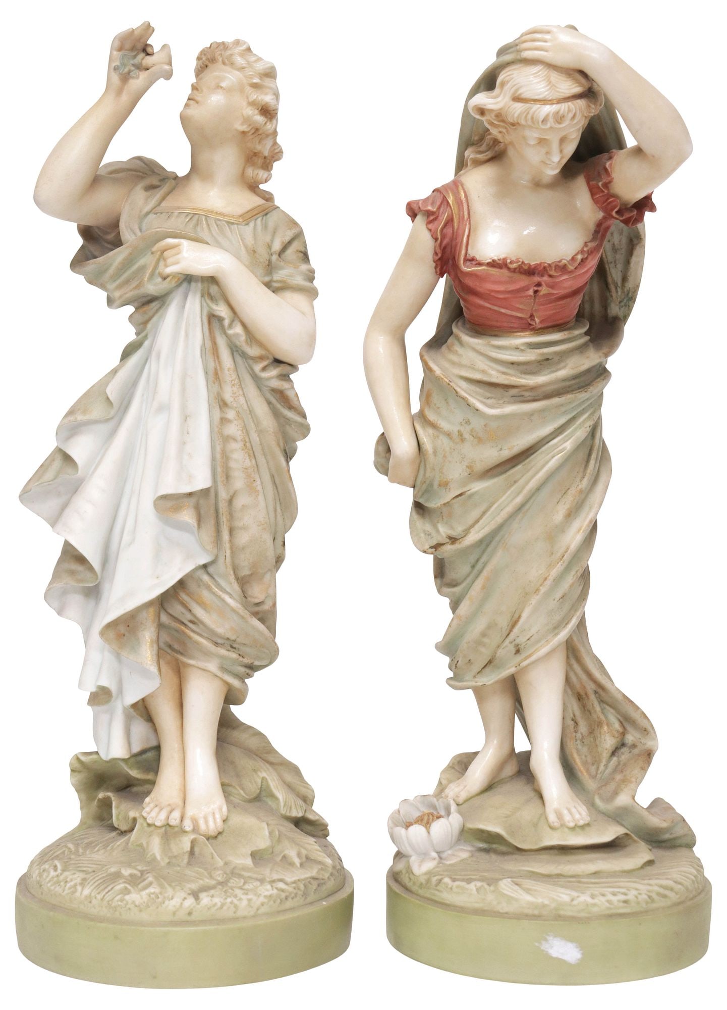 (2) ENGLISH VICTORIAN ROBINSON & LEADBEATER PARIAN WARE PORCELAIN FIGURES (1 of 5)